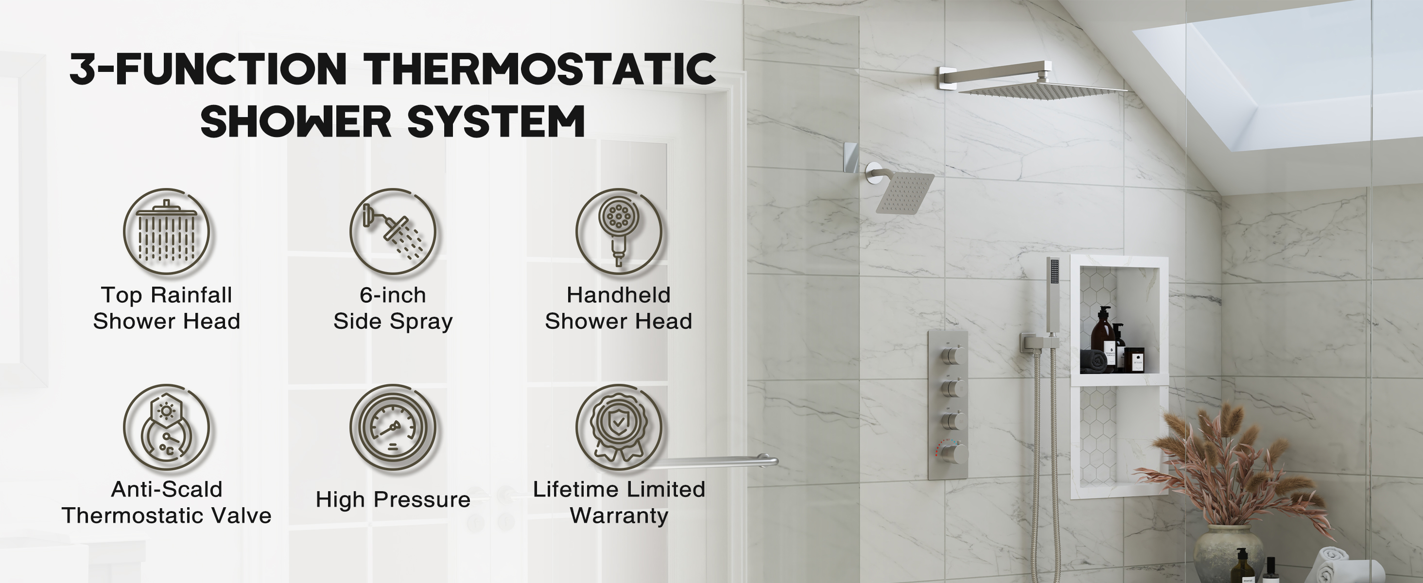 3-Function Thermostatic Shower System
