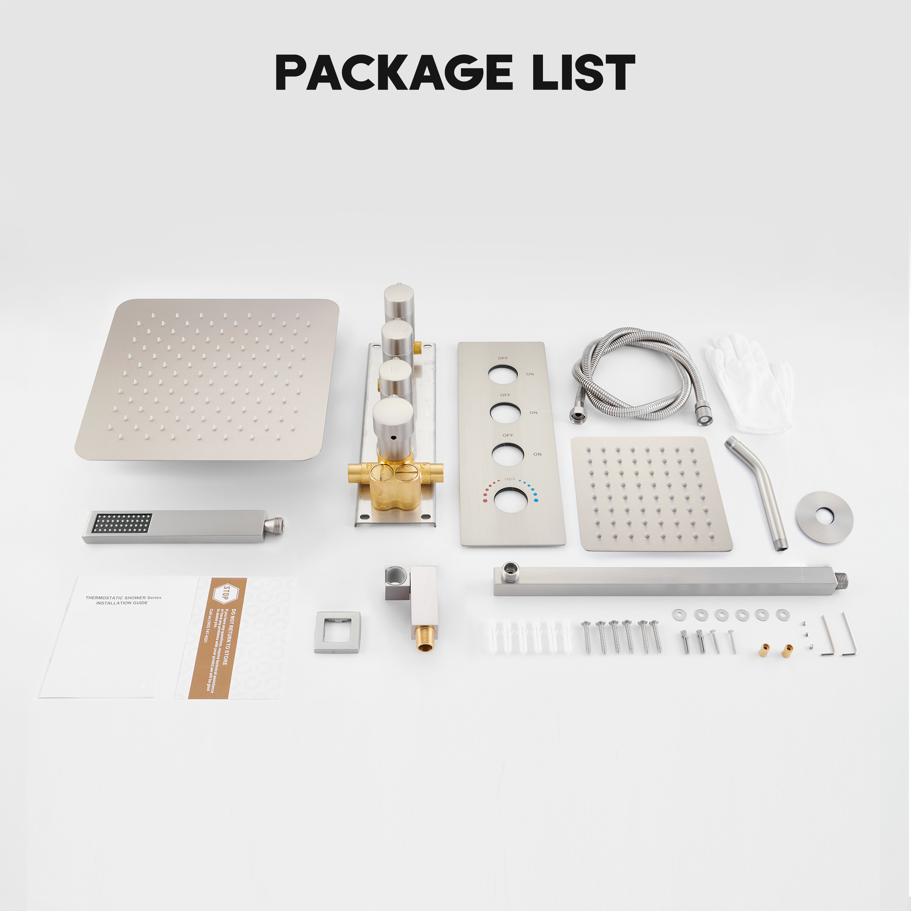 12-inch 3-Function Thermostatic Dual Shower System with Handheld