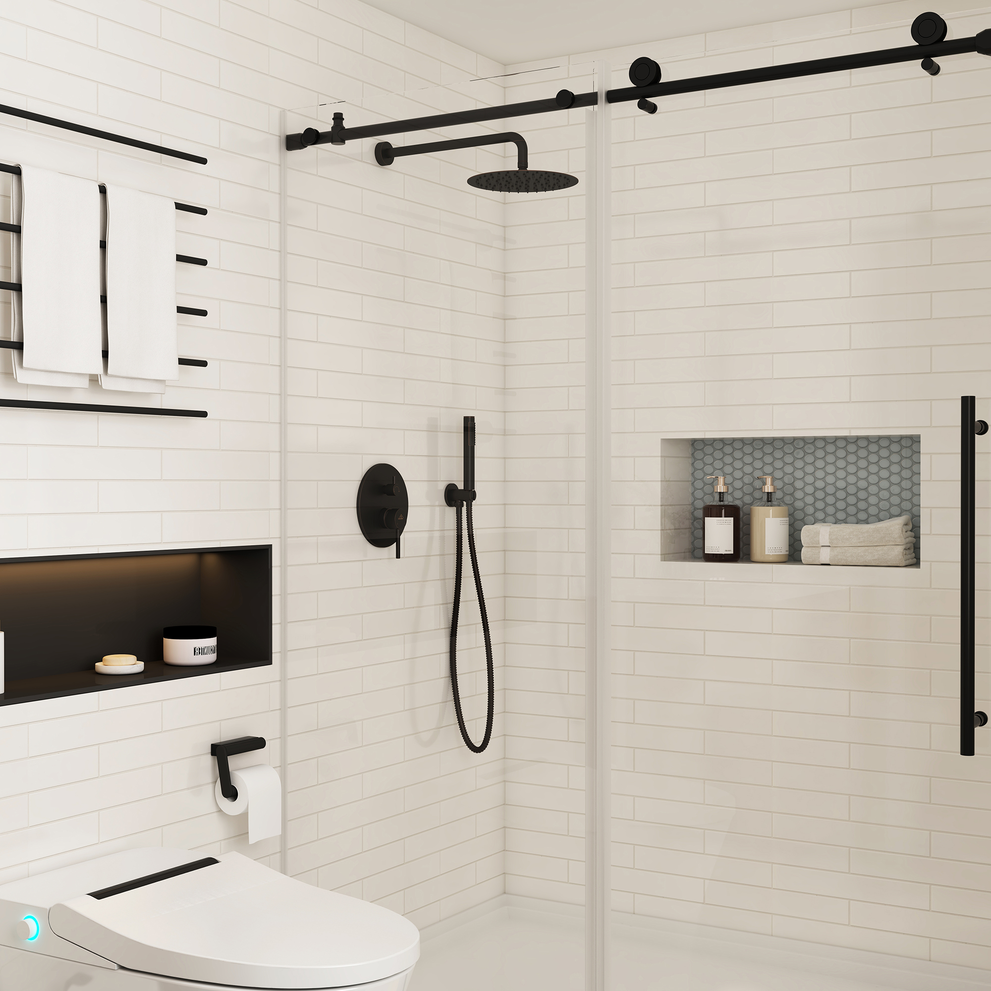 10" Wall Mount Rain Shower System with Handheld in Oil Rubbed Bronze