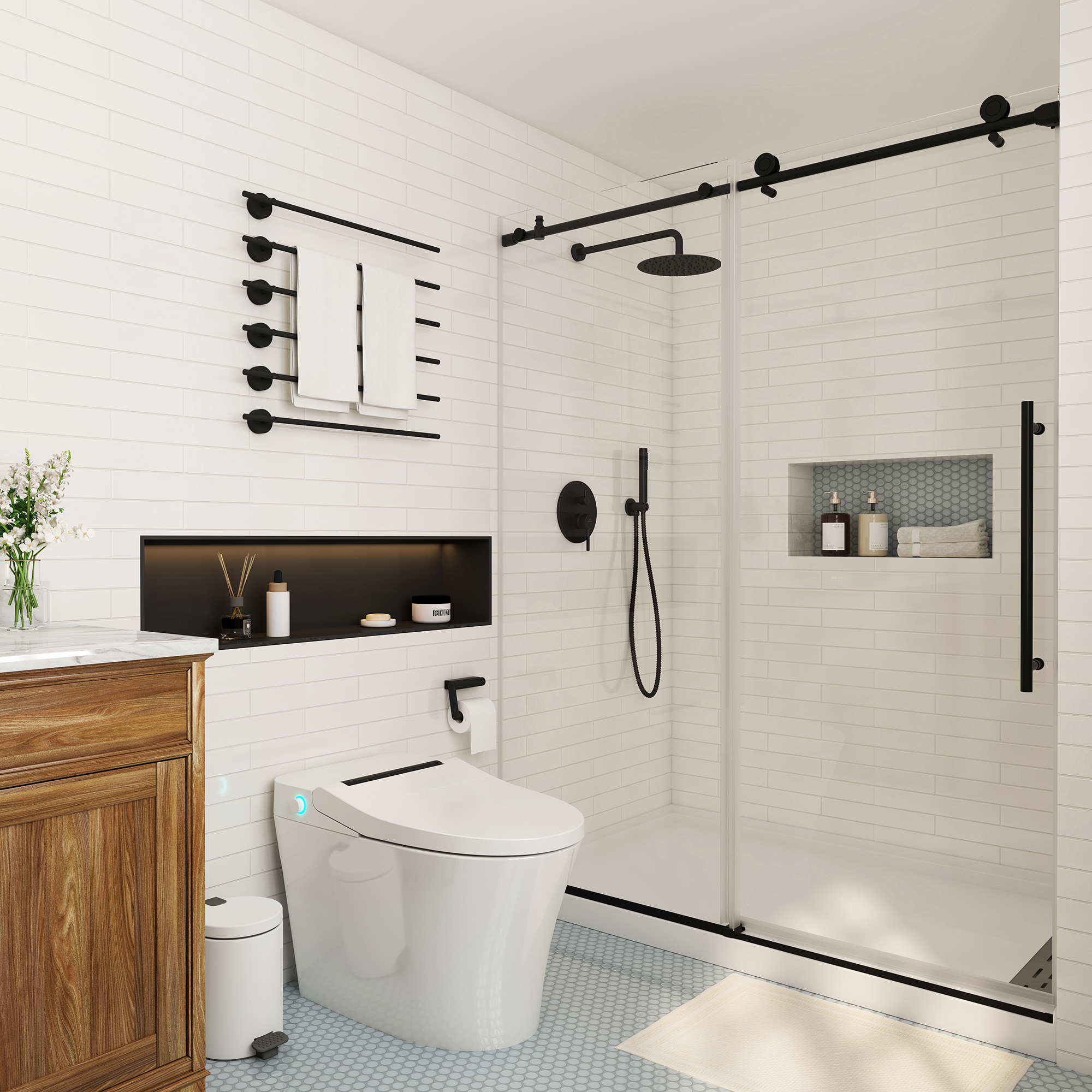 10" Wall Mount Rain Shower System with Handheld in Oil Rubbed Bronze