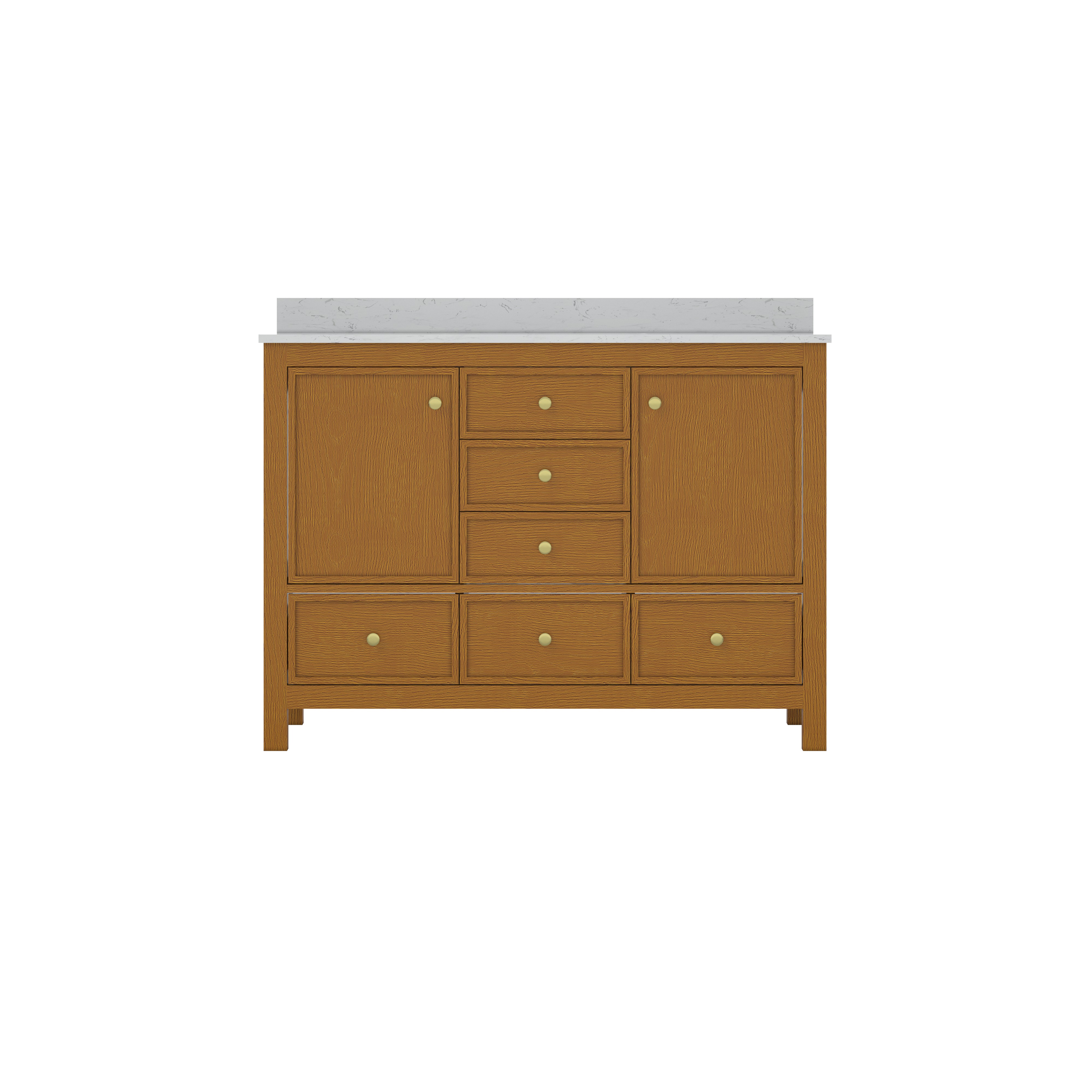 48"/60"/72" Freestanding Bathroom Vanity with Single/Double Sink & Marble Top