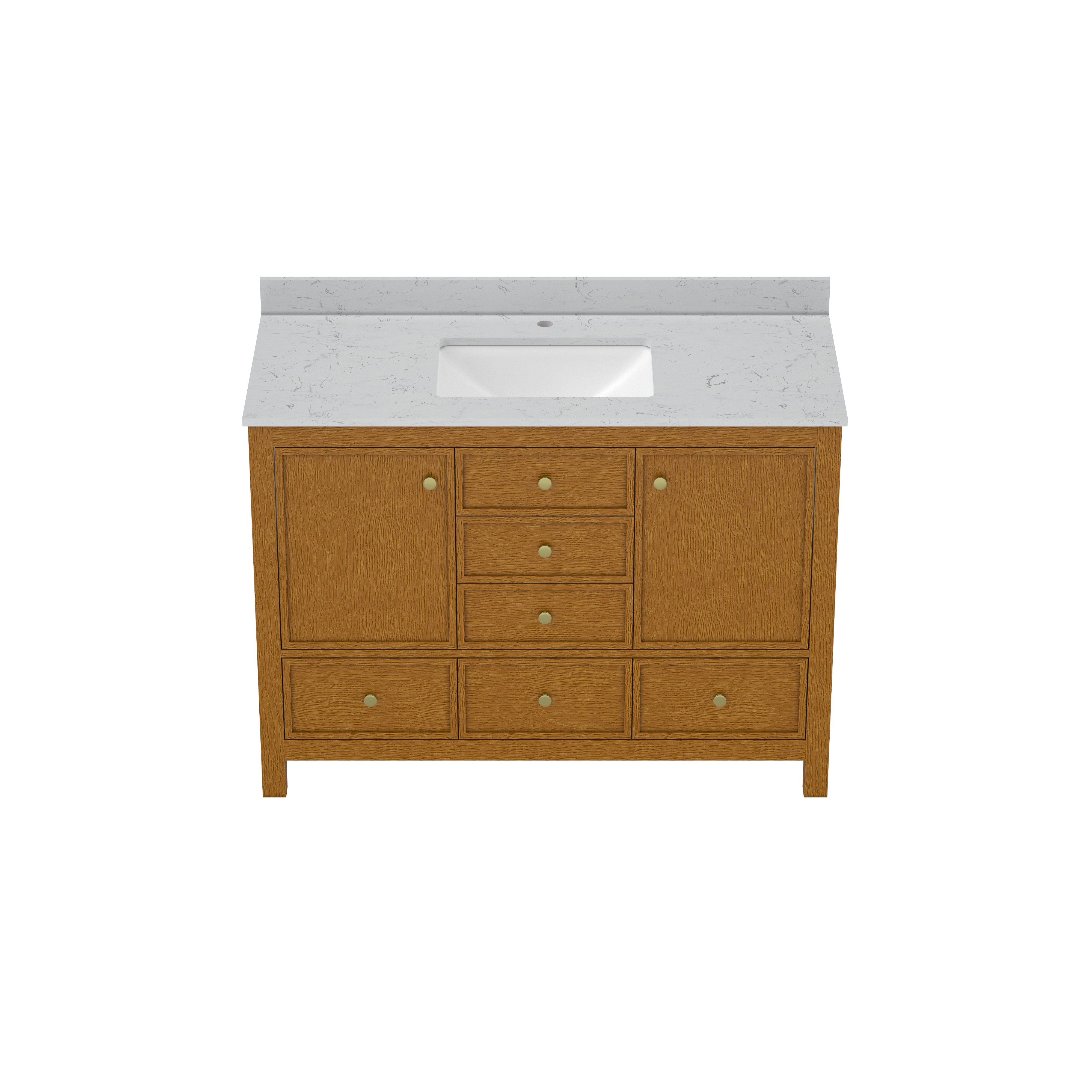 48"/60"/72" Freestanding Bathroom Vanity with Single/Double Sink & Marble Top