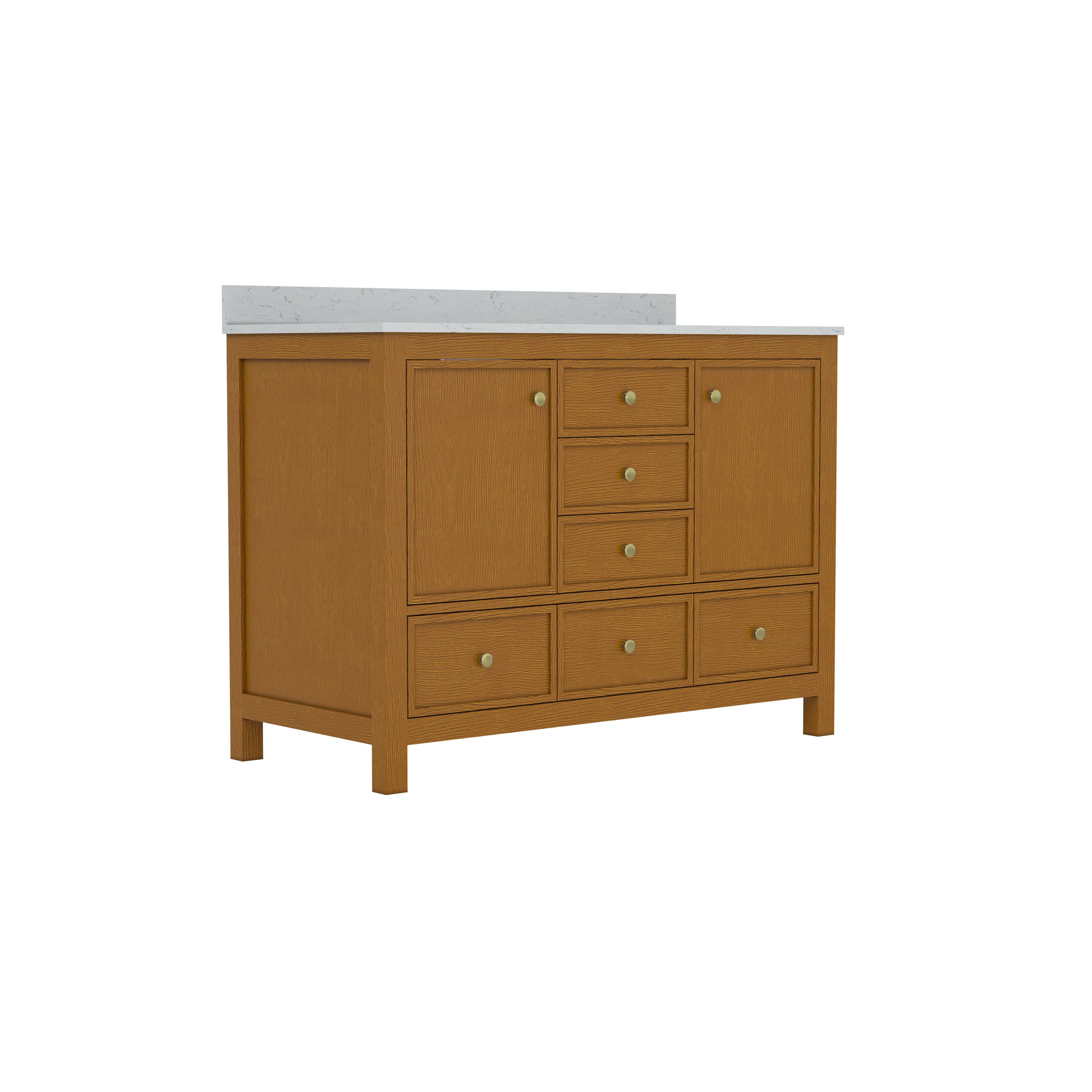 48"/60"/72" Freestanding Bathroom Vanity with Single/Double Sink & Marble Top