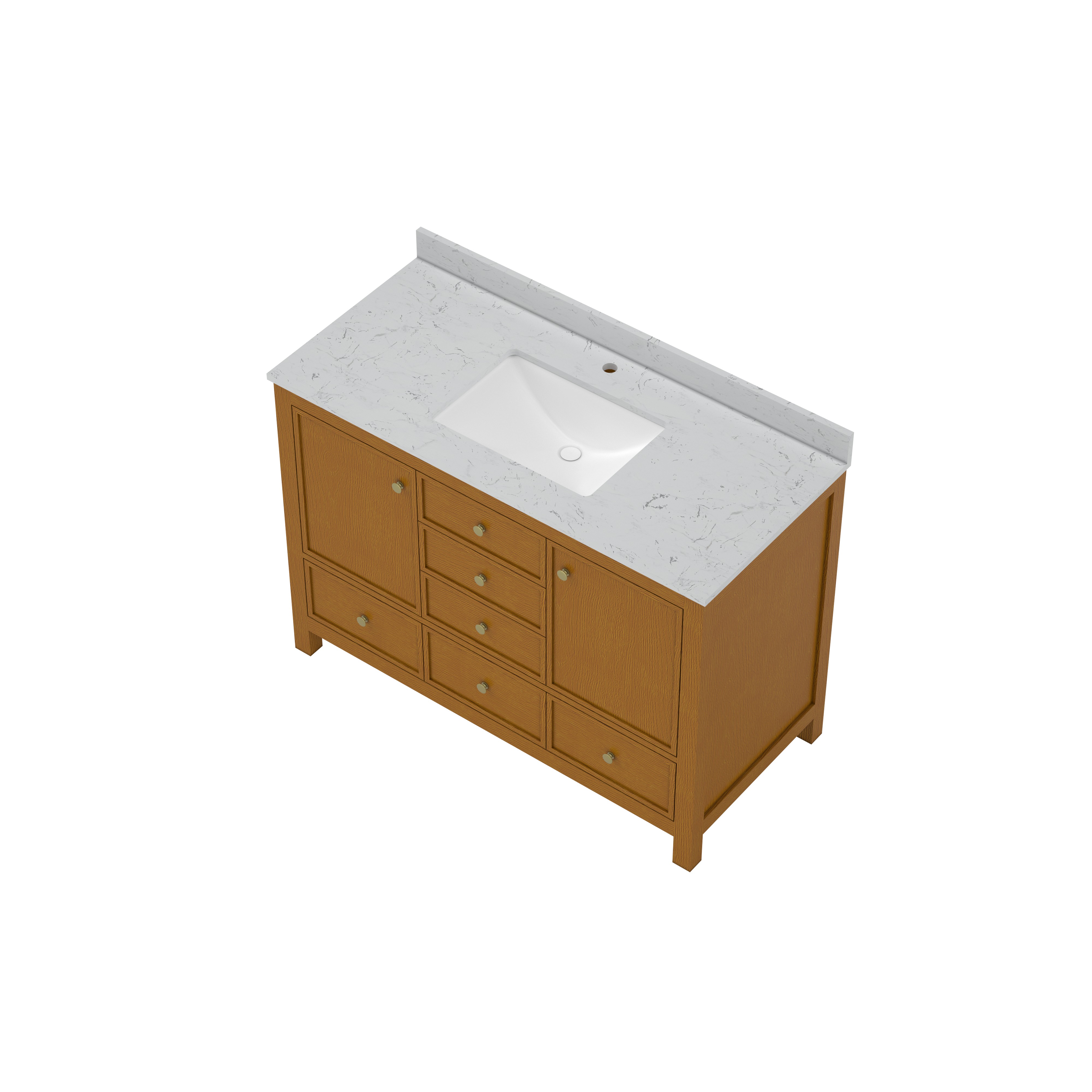 48"/60"/72" Freestanding Bathroom Vanity with Single/Double Sink & Marble Top