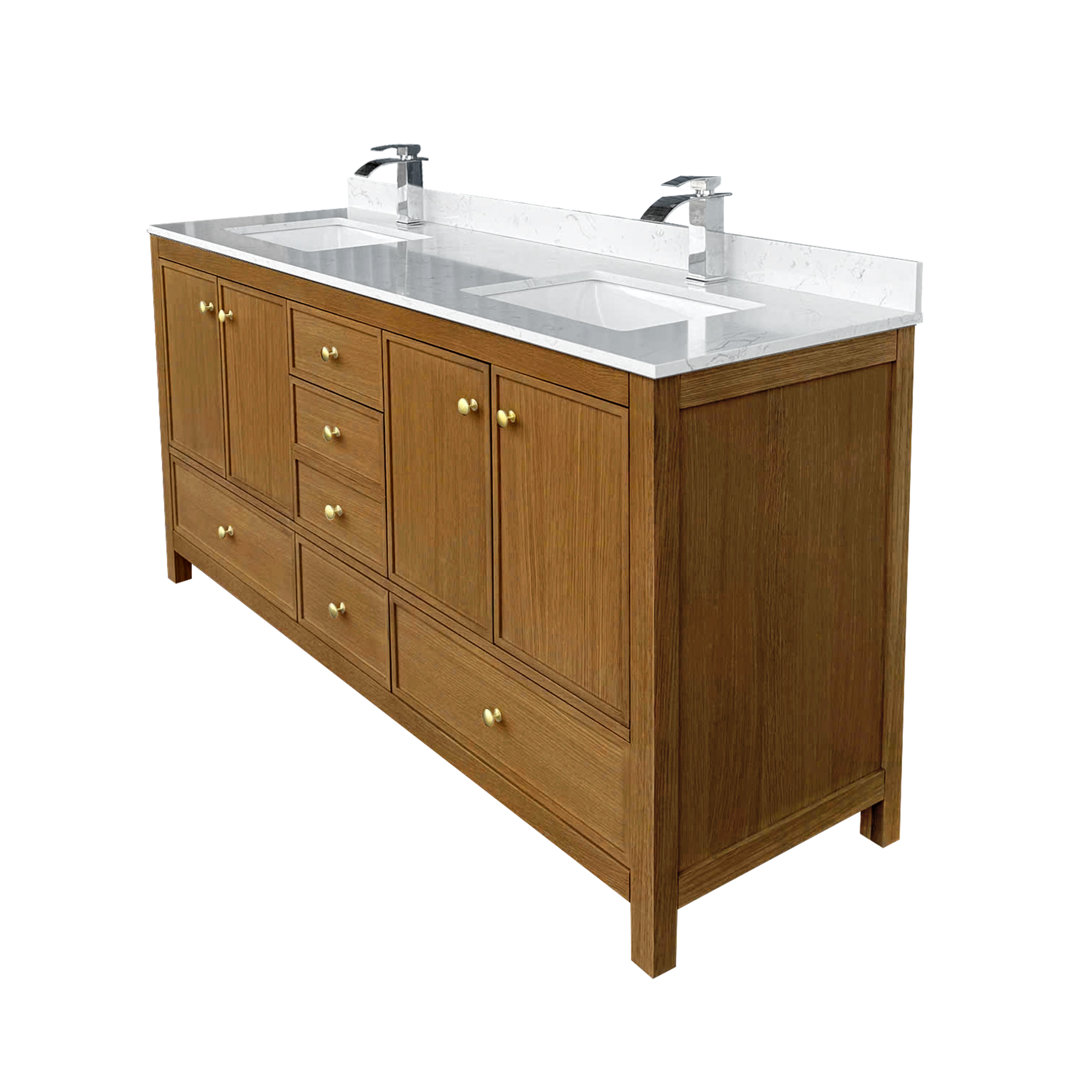 48"/60"/72" Freestanding Bathroom Vanity with Single/Double Sink & Marble Top