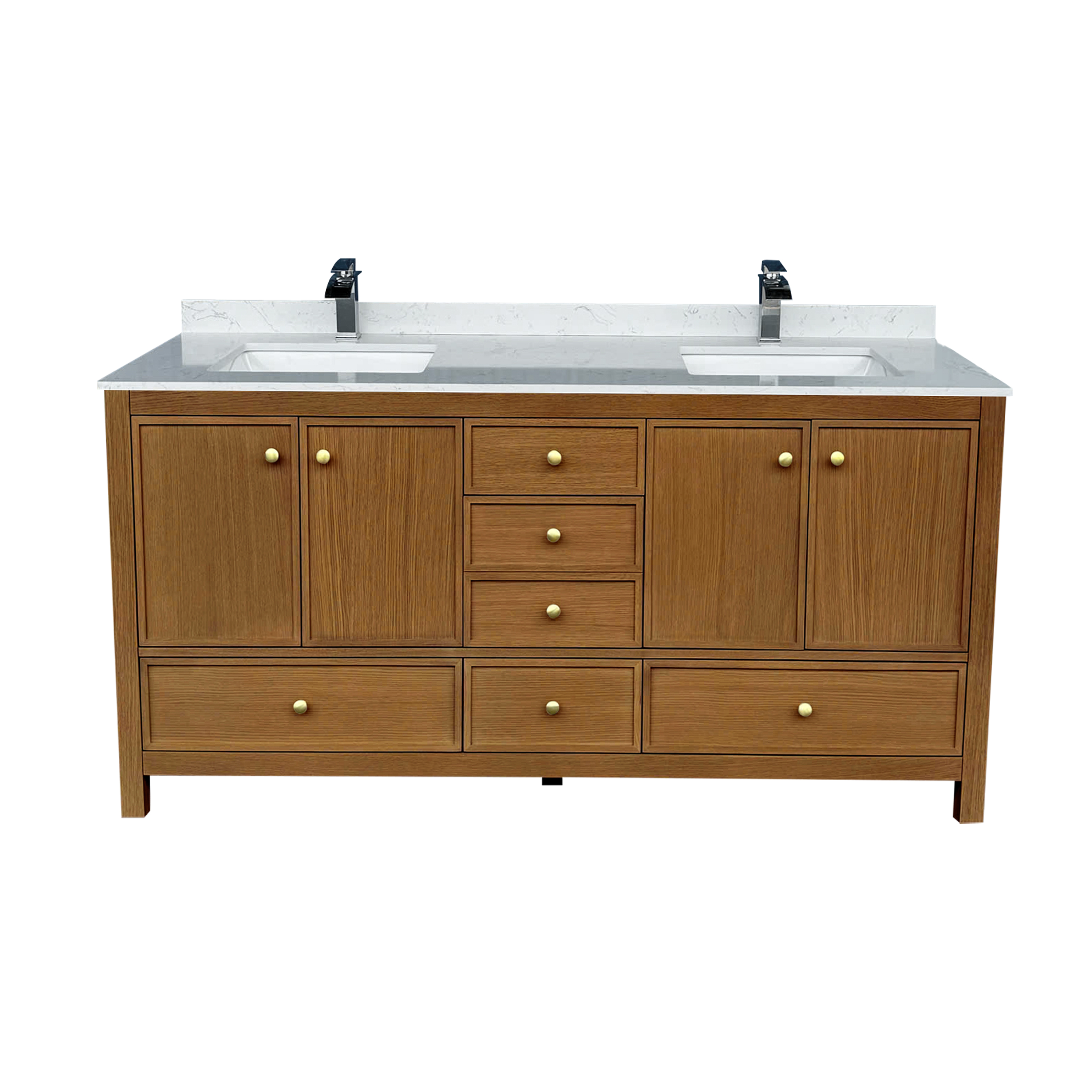 48"/60"/72" Freestanding Bathroom Vanity with Single/Double Sink & Marble Top