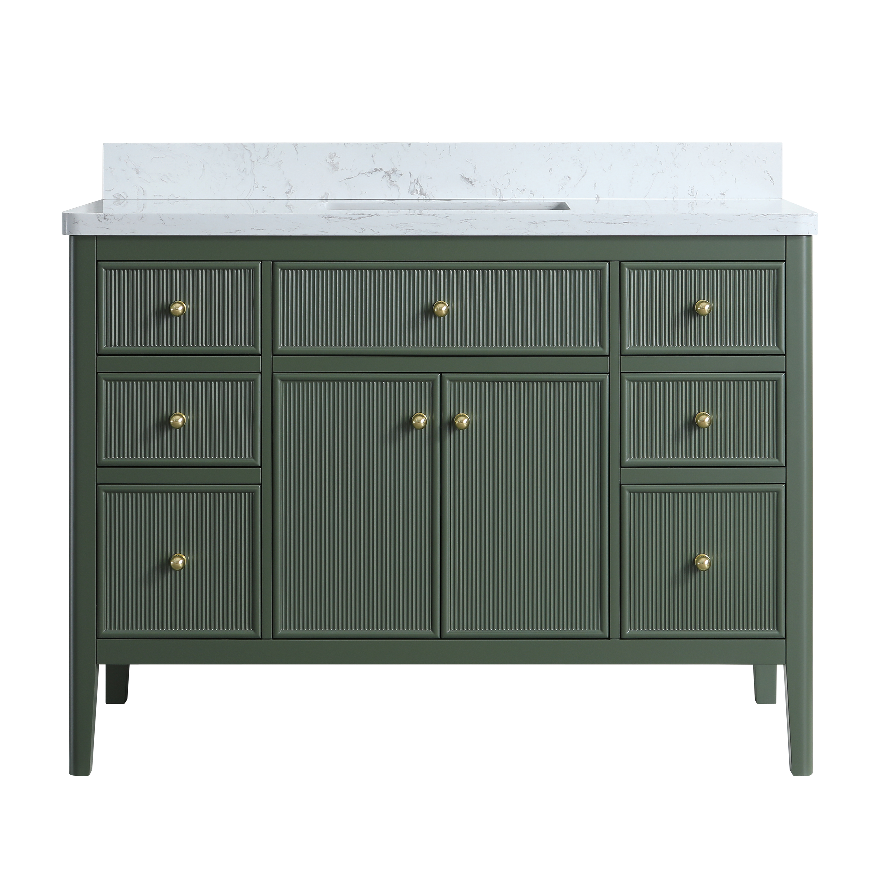 30"/36"/48" Freestanding Single Sink Bathroom Vanity with Solid Wood Construction & Marble Top
