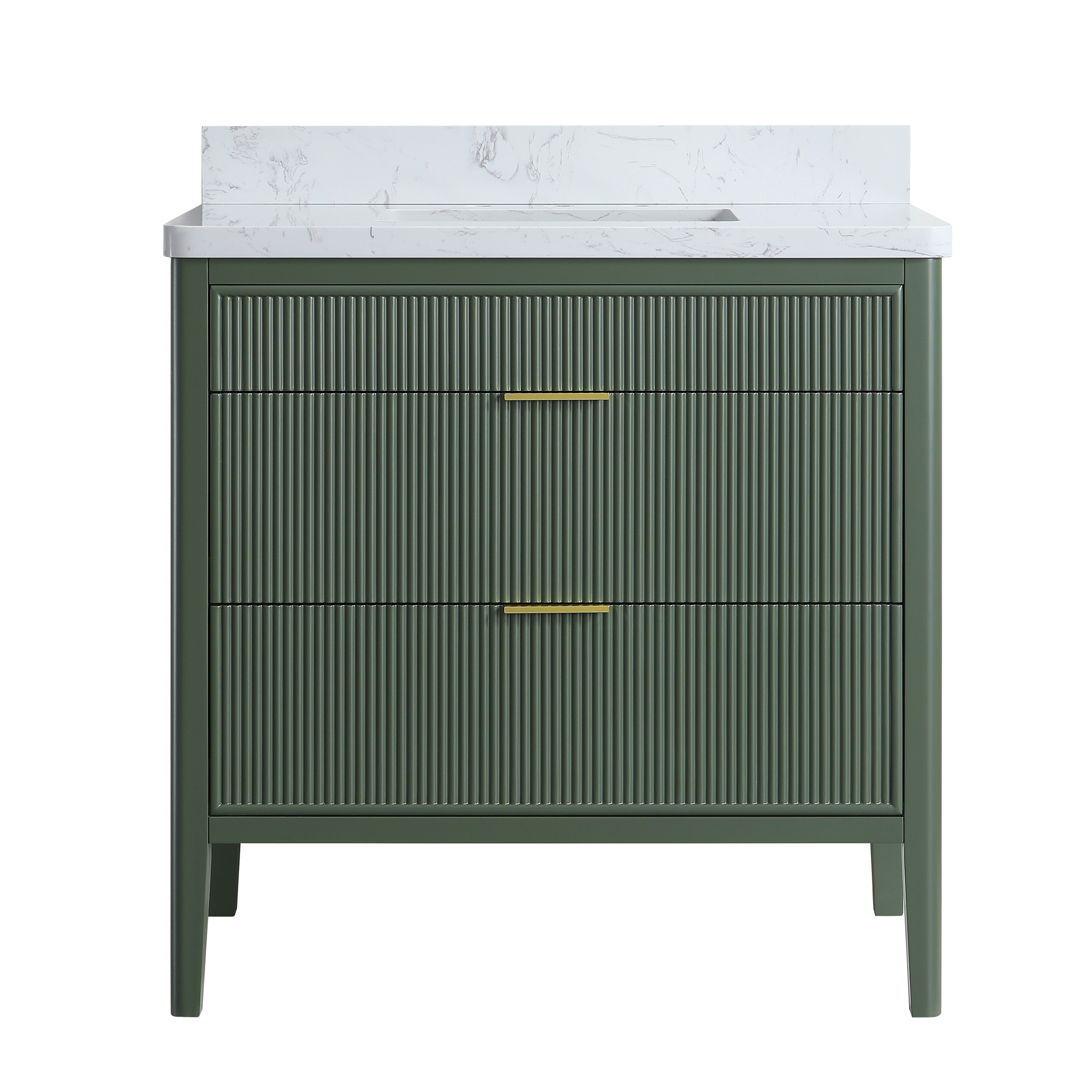 30"/36"/48" Freestanding Single Sink Bathroom Vanity with Solid Wood Construction & Marble Top