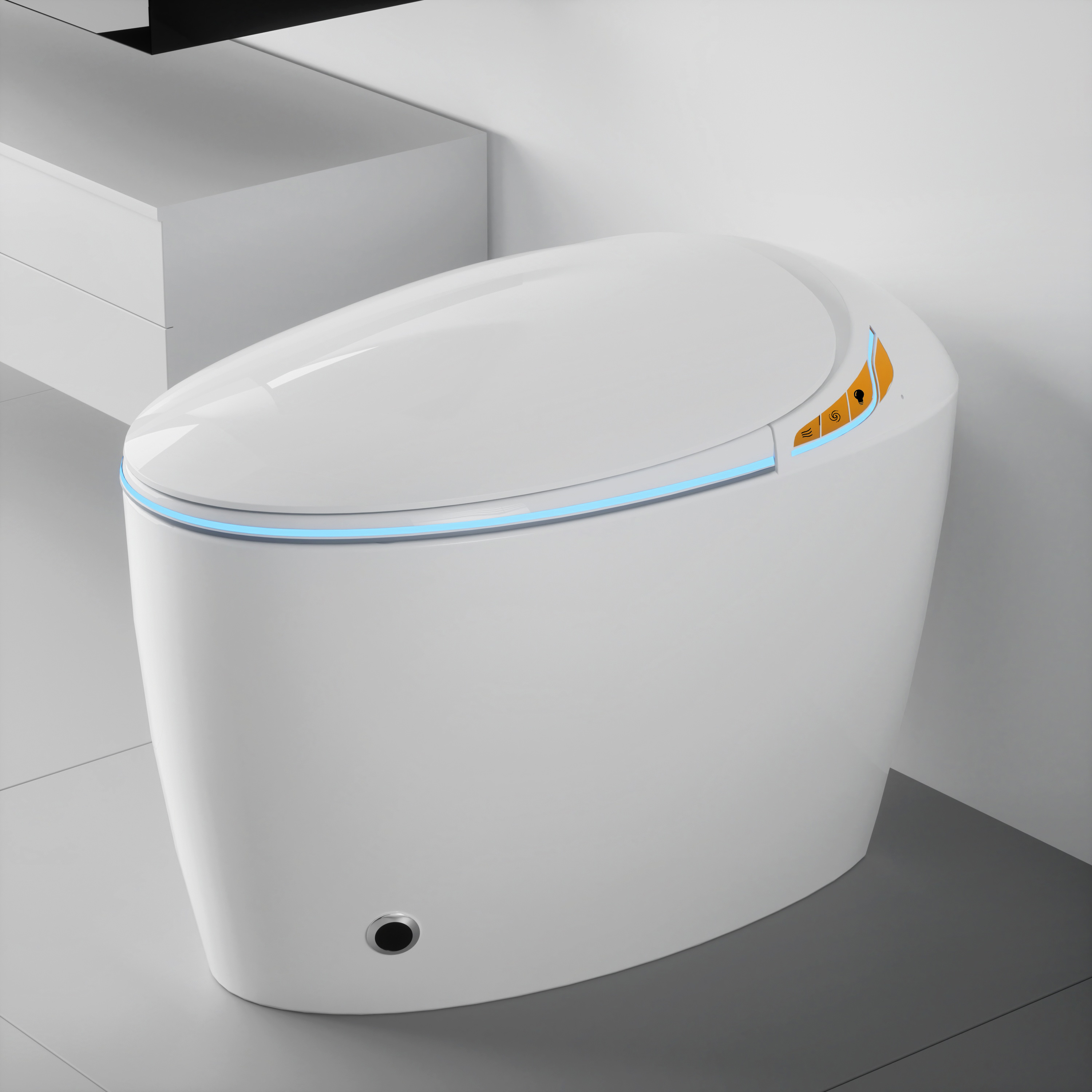 Smart Egg-Shaped Toilet with Built-in Bidet and Soft Ambient Light