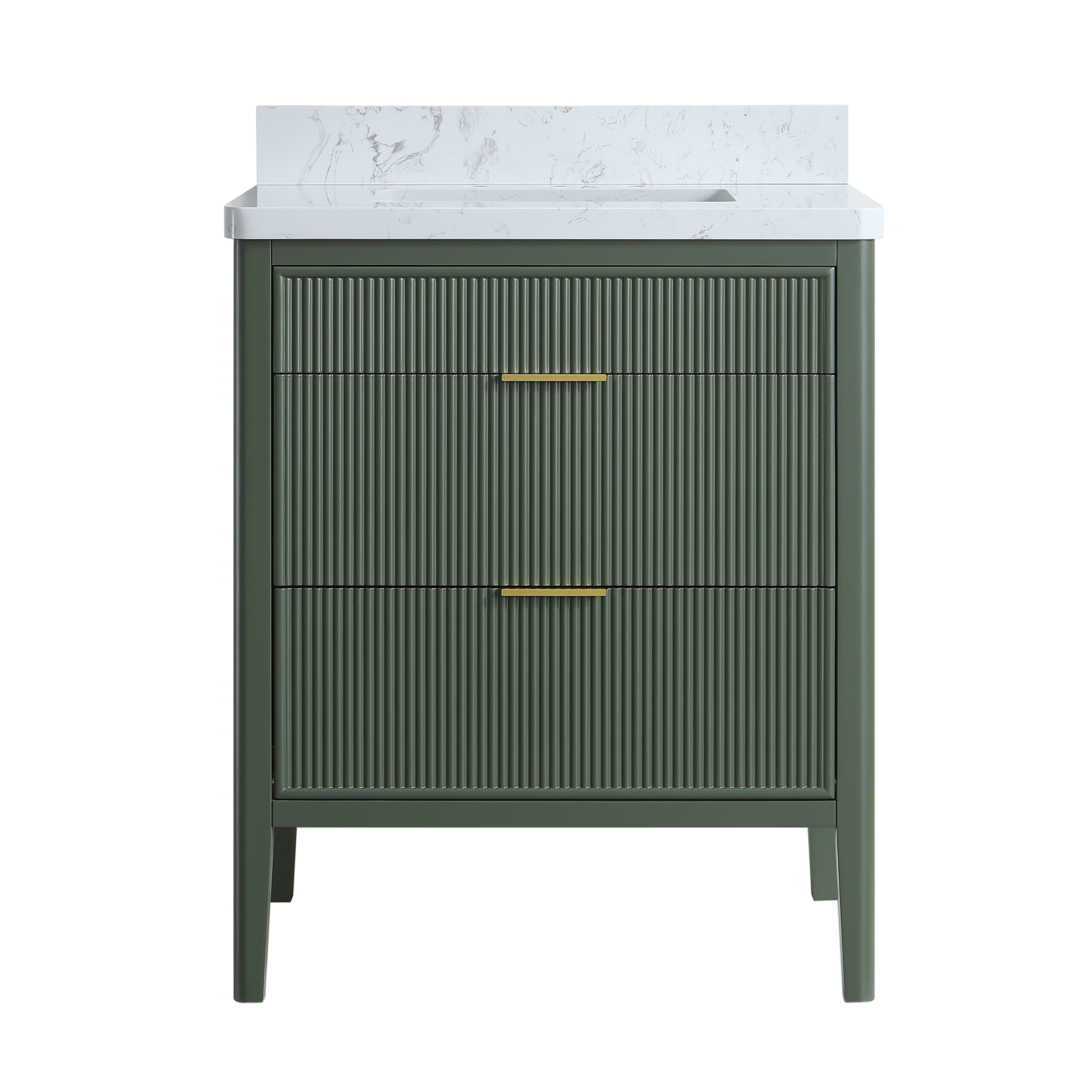 30"/36"/48" Freestanding Single Sink Bathroom Vanity with Solid Wood Construction & Marble Top