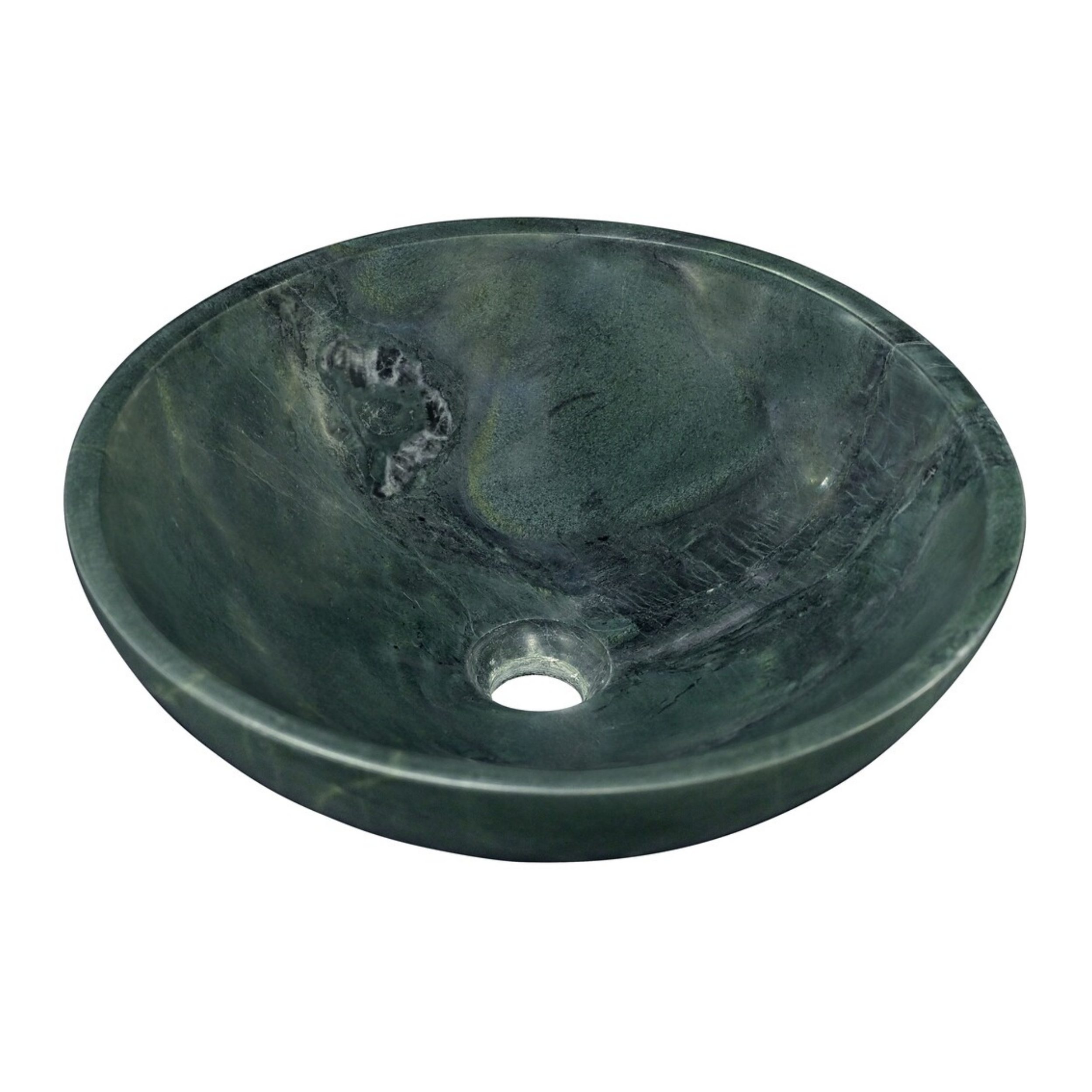 15.7" Polished Natural Marble Round Vessel Sink for Bathroom Countertops in Beige Gold/White Natural/Gray/Green
