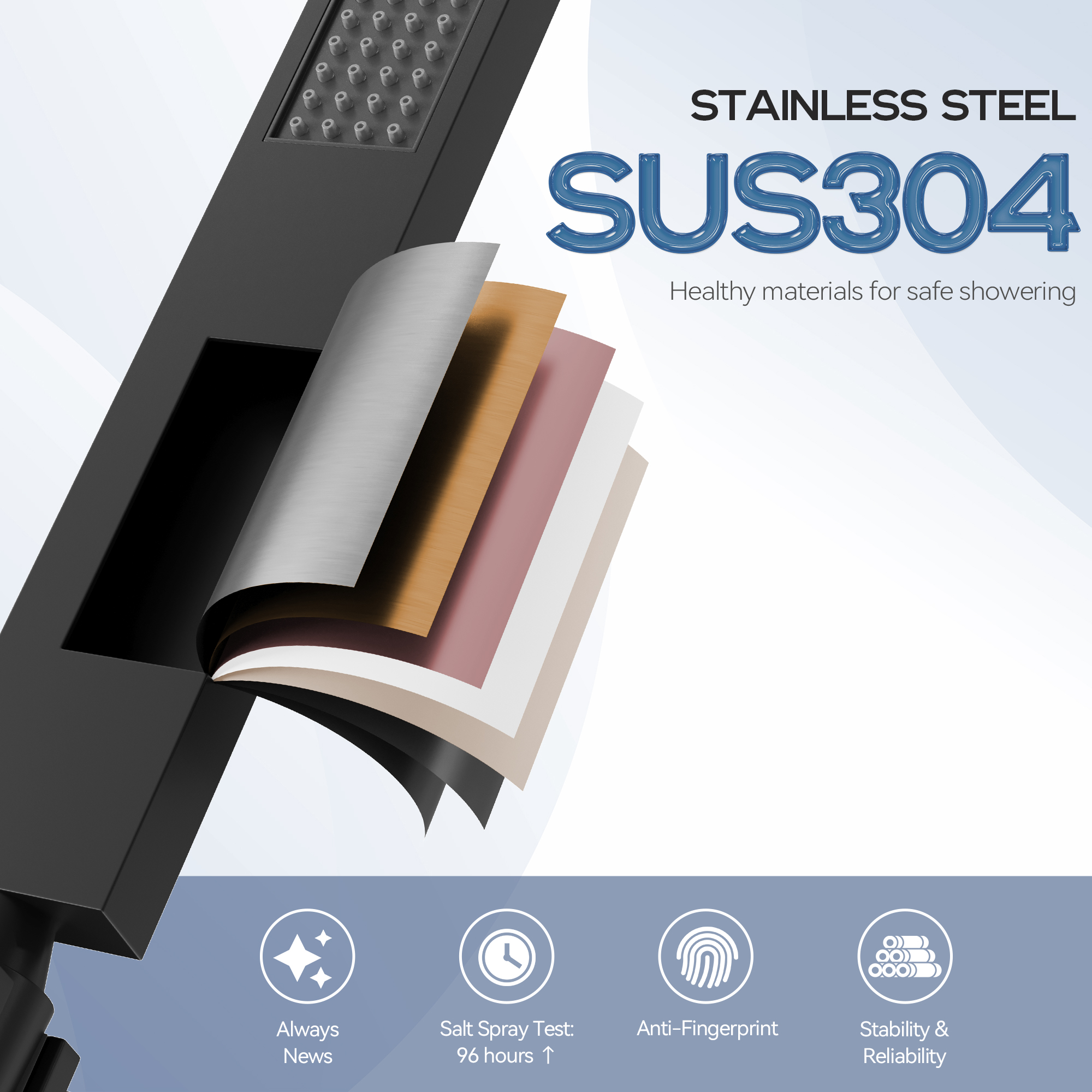 22" Wall Mounted Stainless Steel Shower Systems With Handheld Shower