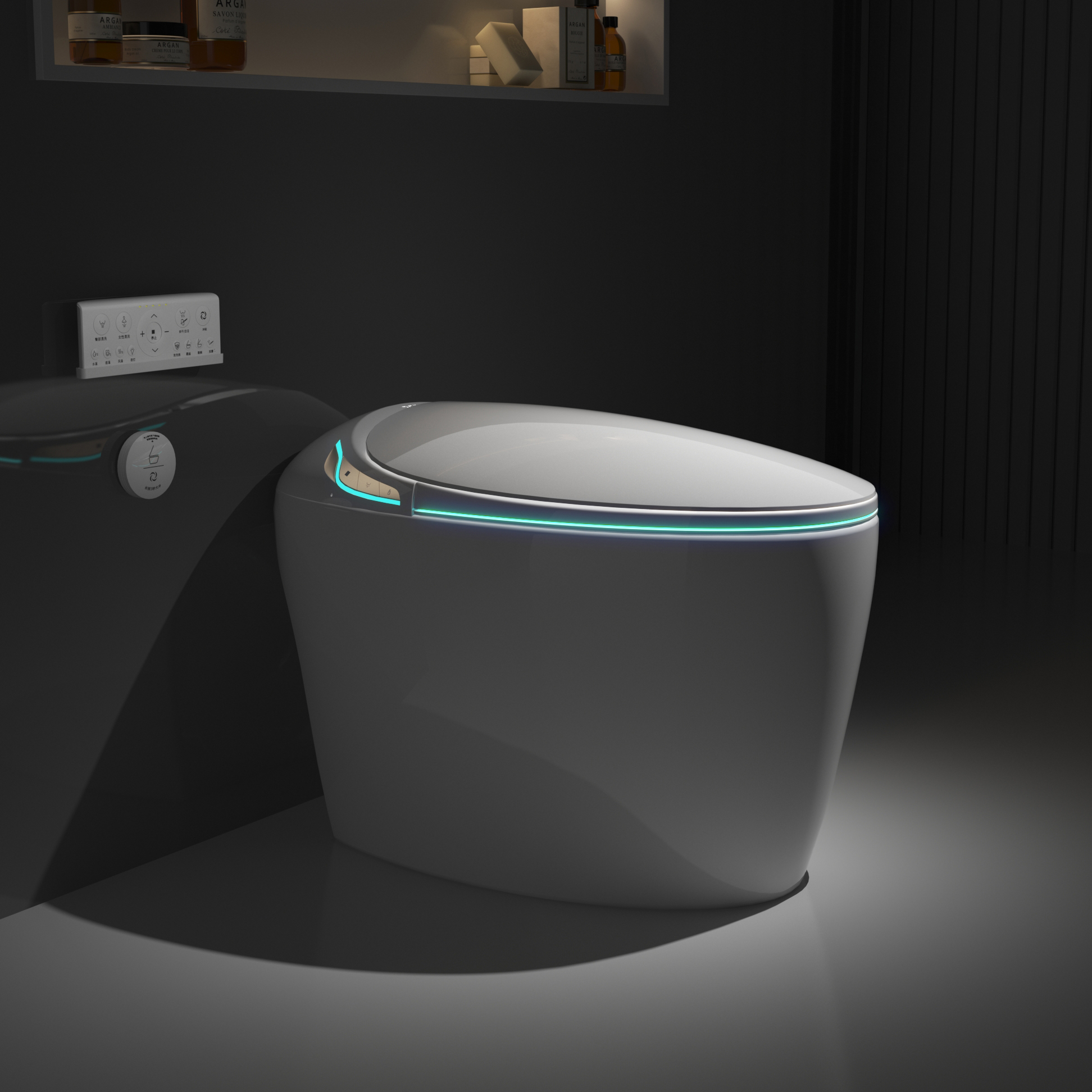 Smart Egg-Shaped Toilet with Built-in Bidet and Soft Ambient Light