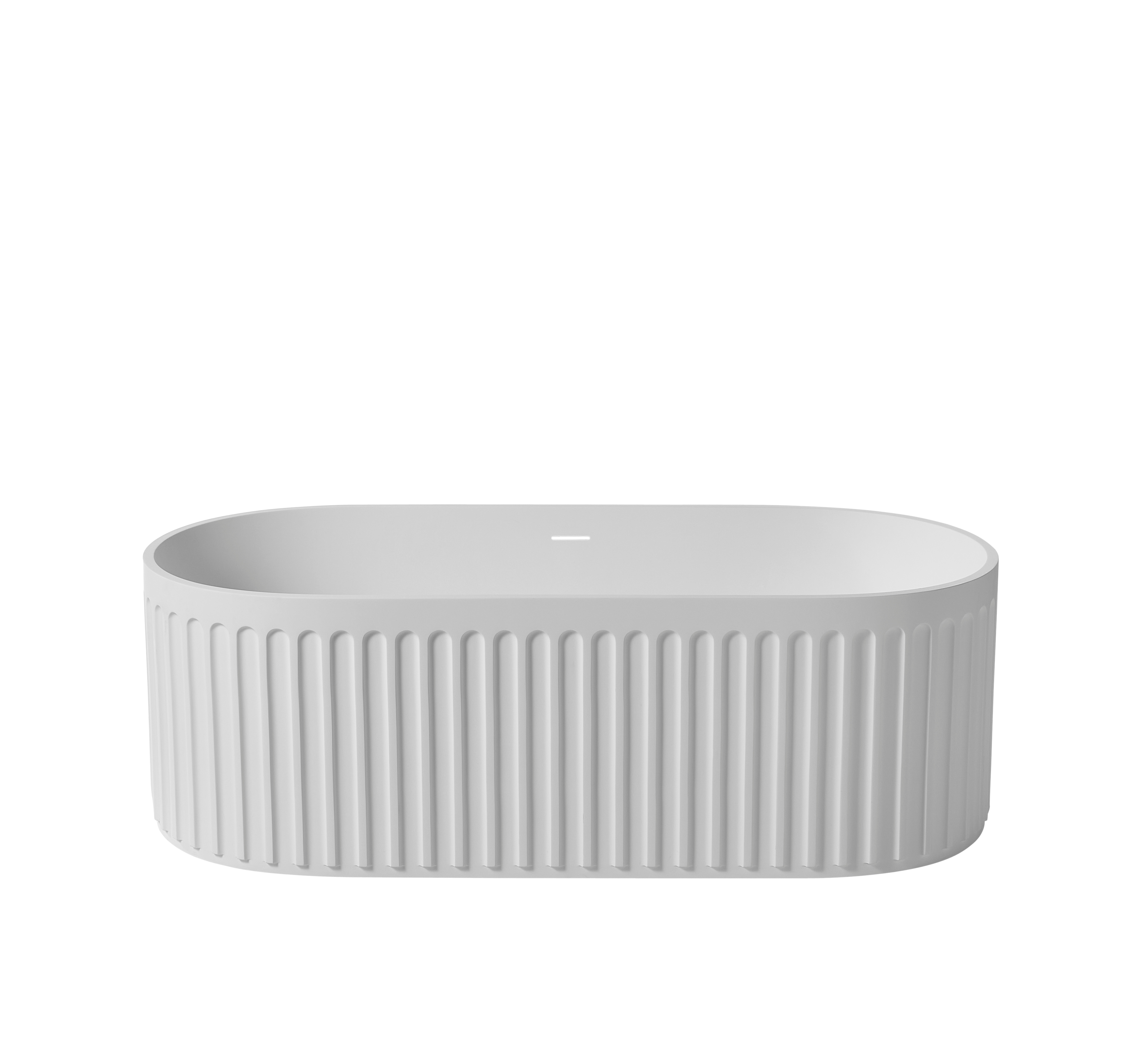 67" Luxury Solid Surface Freestanding Bathtub with Ribbed Vertical Texture