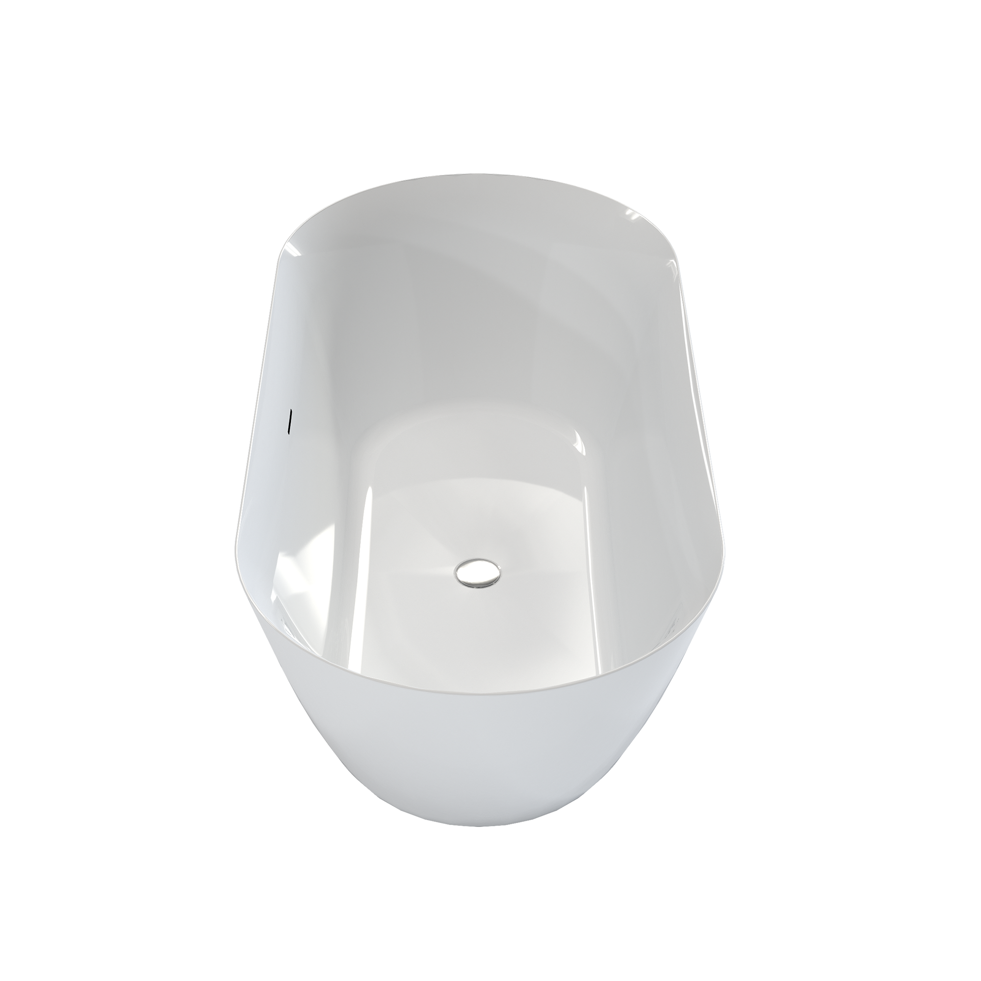 59" Glossy White Acrylic Freestanding Oval Soaking Bathtub with Center Pop-Up Drain and Integrated Overflow