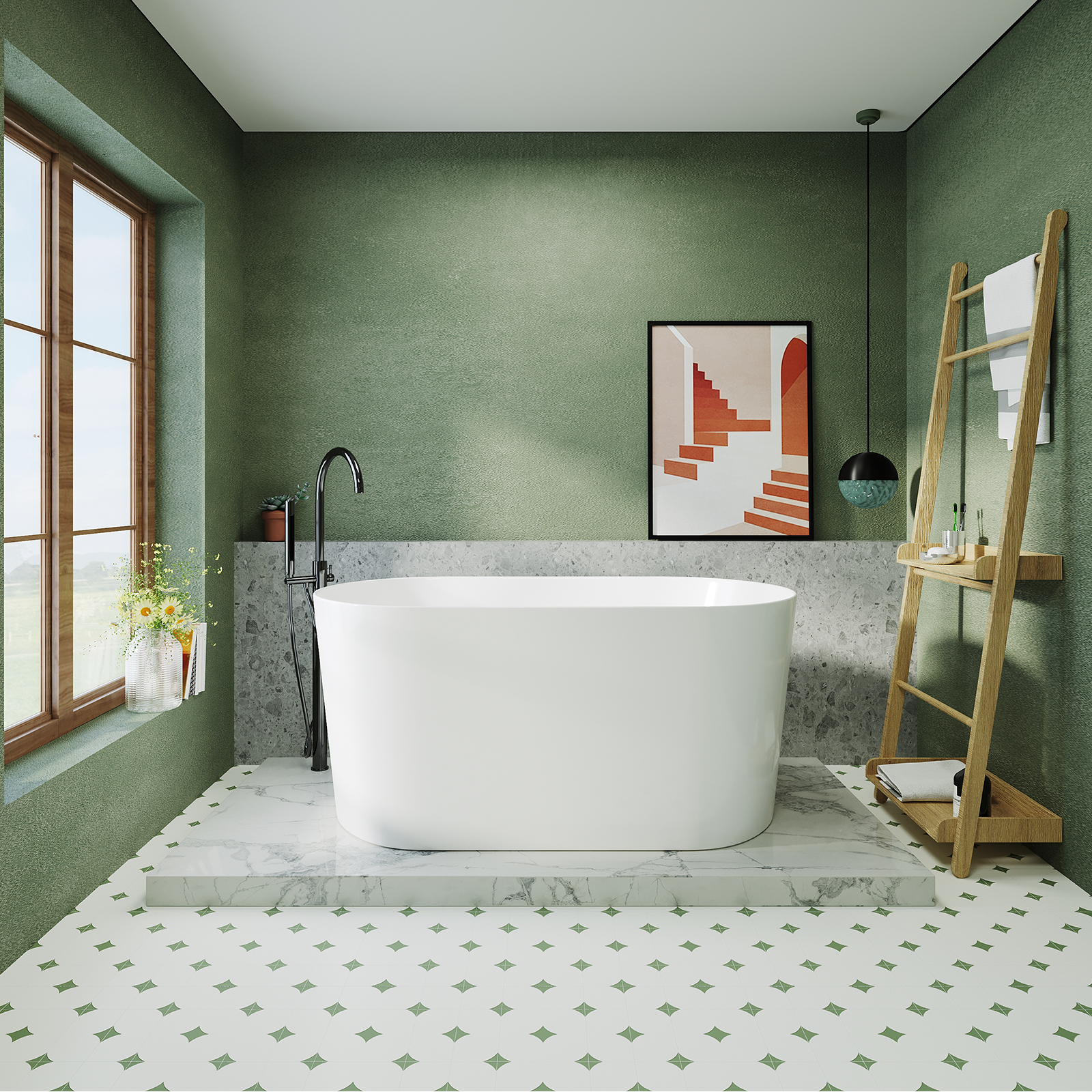 55" Acrylic Small  Freestanding Soaking Bathtub with cUPC Certified in Glossy White