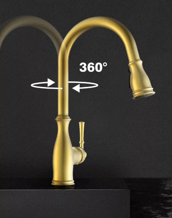 Pull Down Kitchen Faucet 360 Degree Swivel with 3 Spray Modes