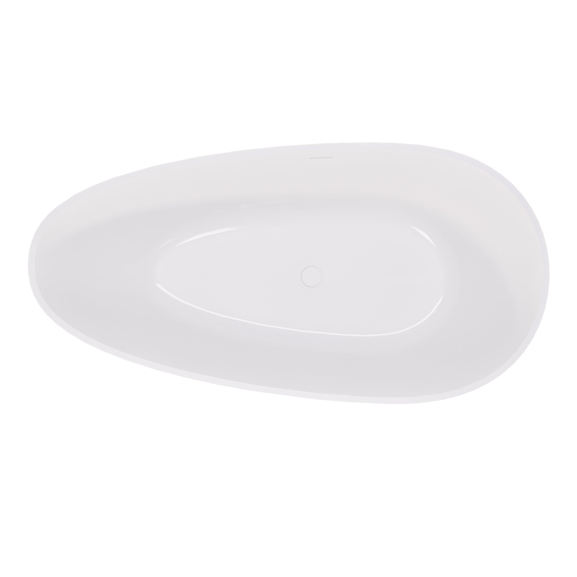 59" Luxury Handcrafted Freestanding Solid Surface Soaking Bathtub in Glossy White