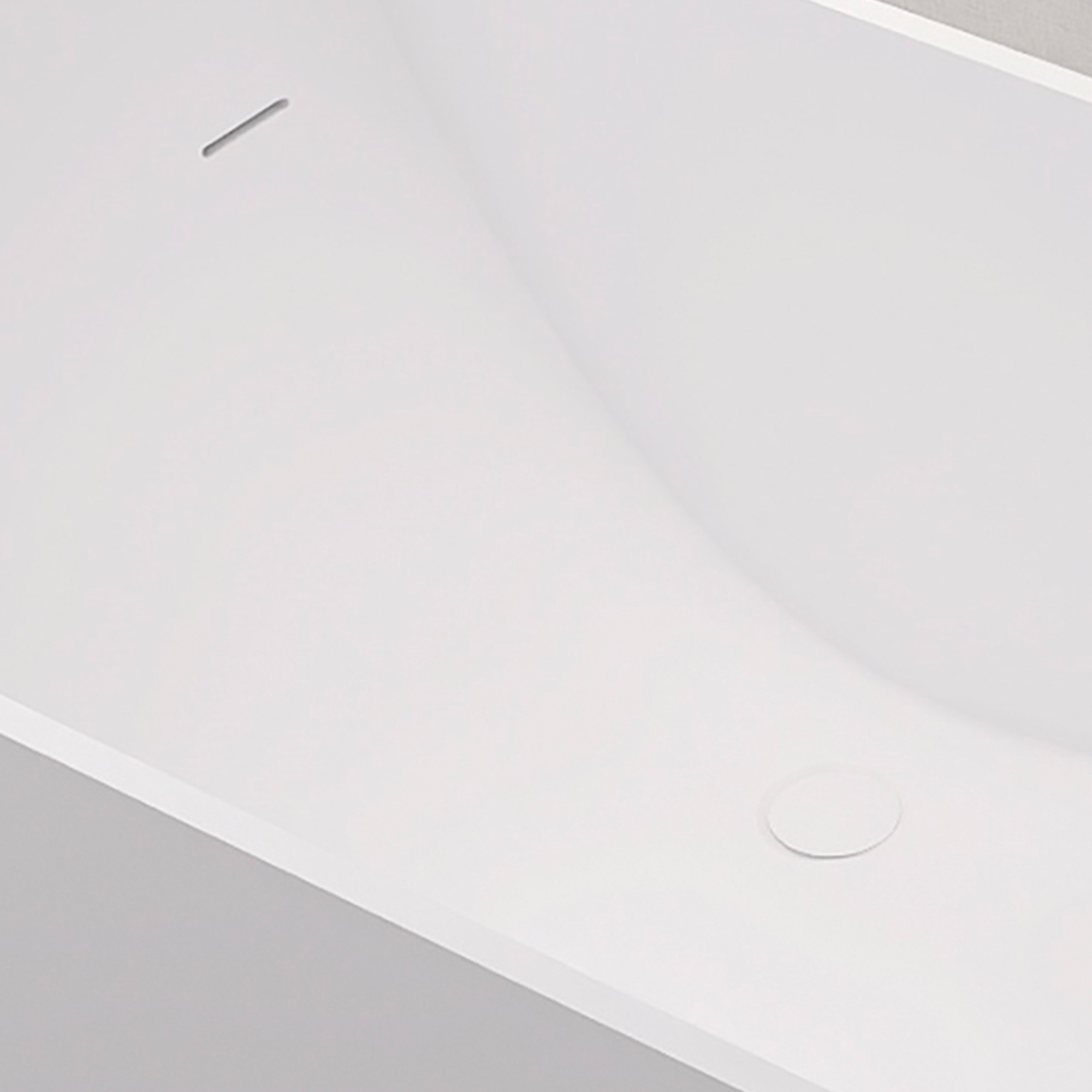 67" Freestanding Solid Surface Bathtub with Slide-Like Curved Interior