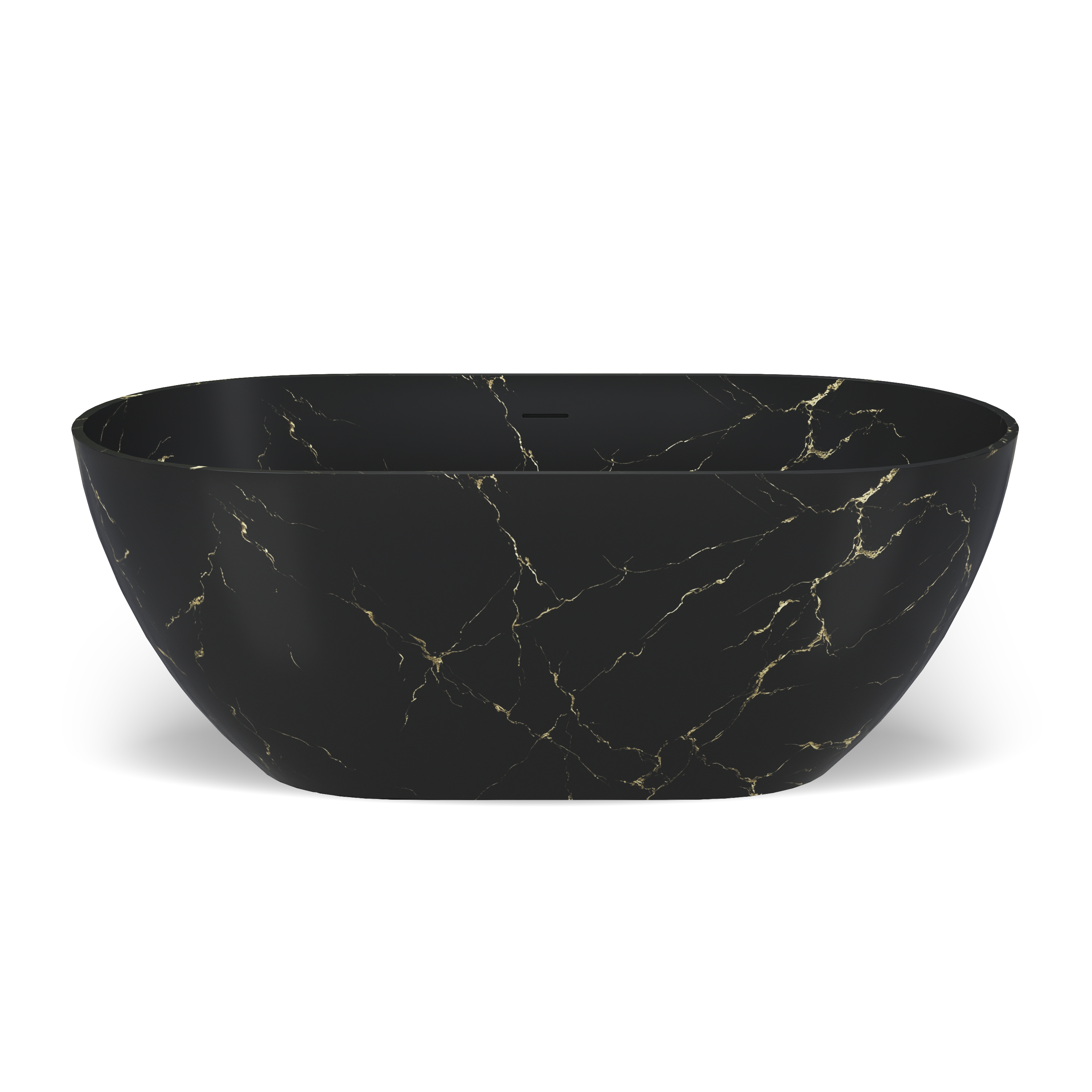 59" Oval Solid Surface Freestanding Bathtub with Black & Gold Star River Pattern