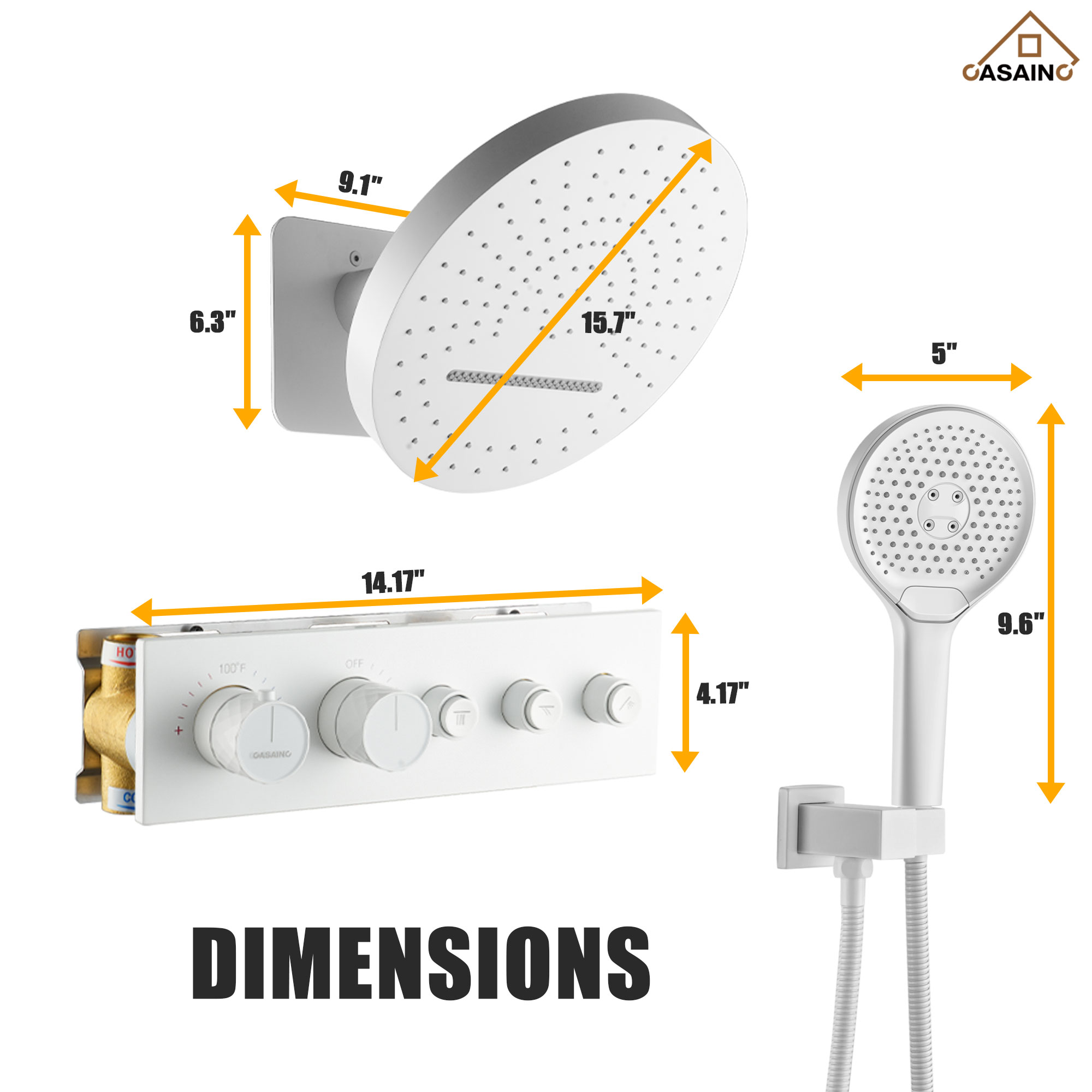 16'' Round Rainfall Multifunctional Shower System With 3-Spray Modes