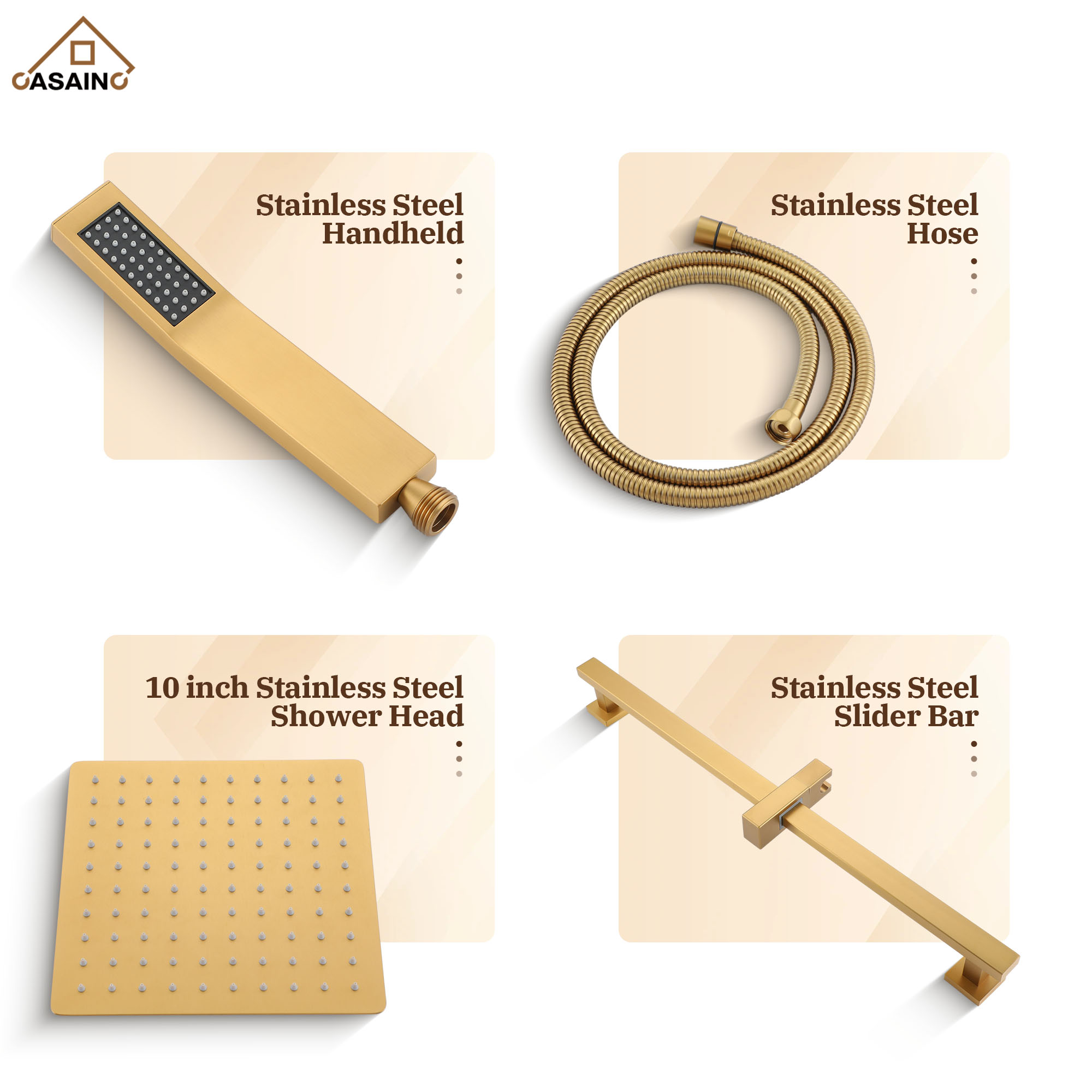 10" Wall Mount Rain Shower Shower System With Hand Shower & Slide Bar