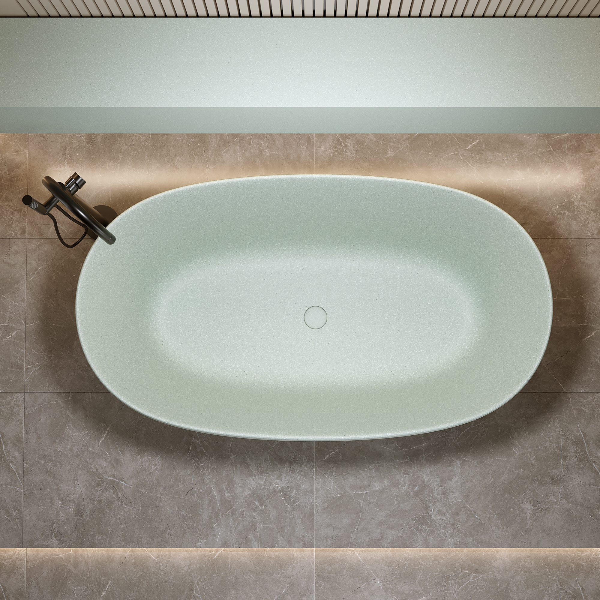 51" Freestanding Stone Resin Soaking Tub with Smooth Hand-Polished Surface, Pine Crest, Shadow Whisper