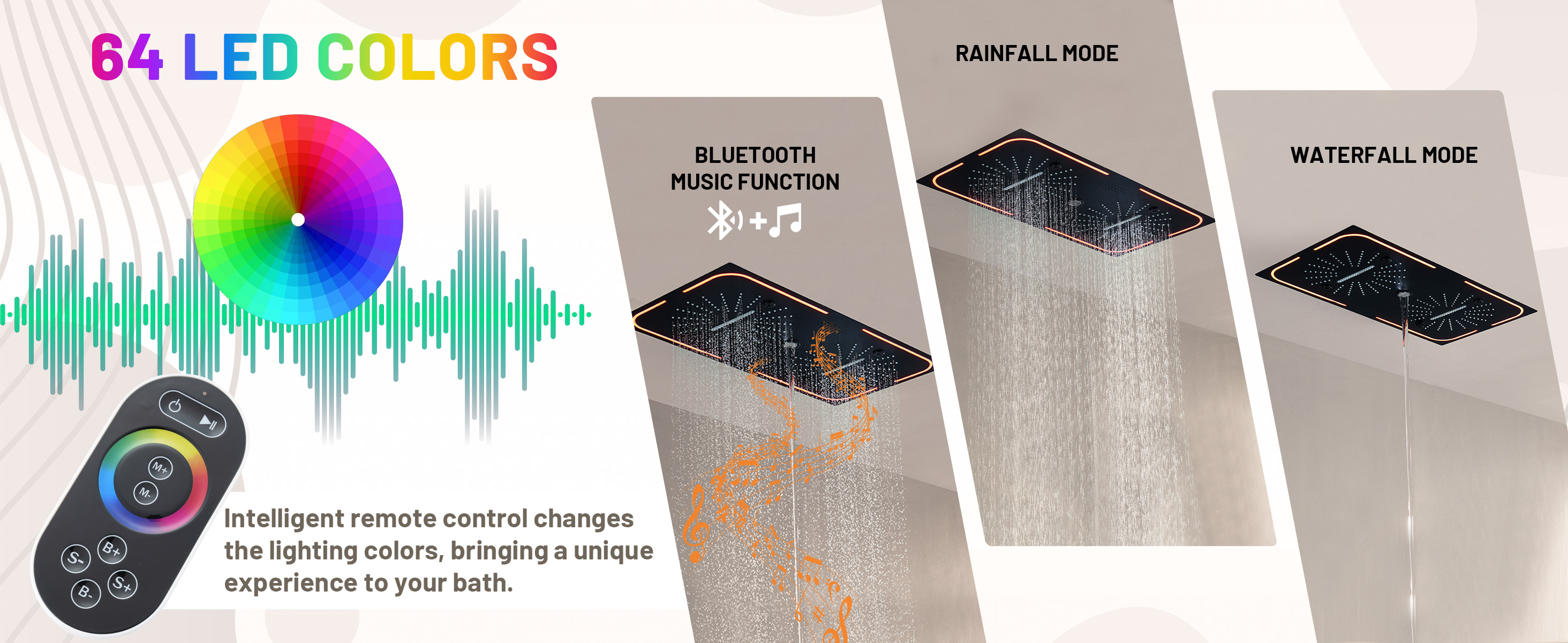 LED Shower System with Bluetooth Connection