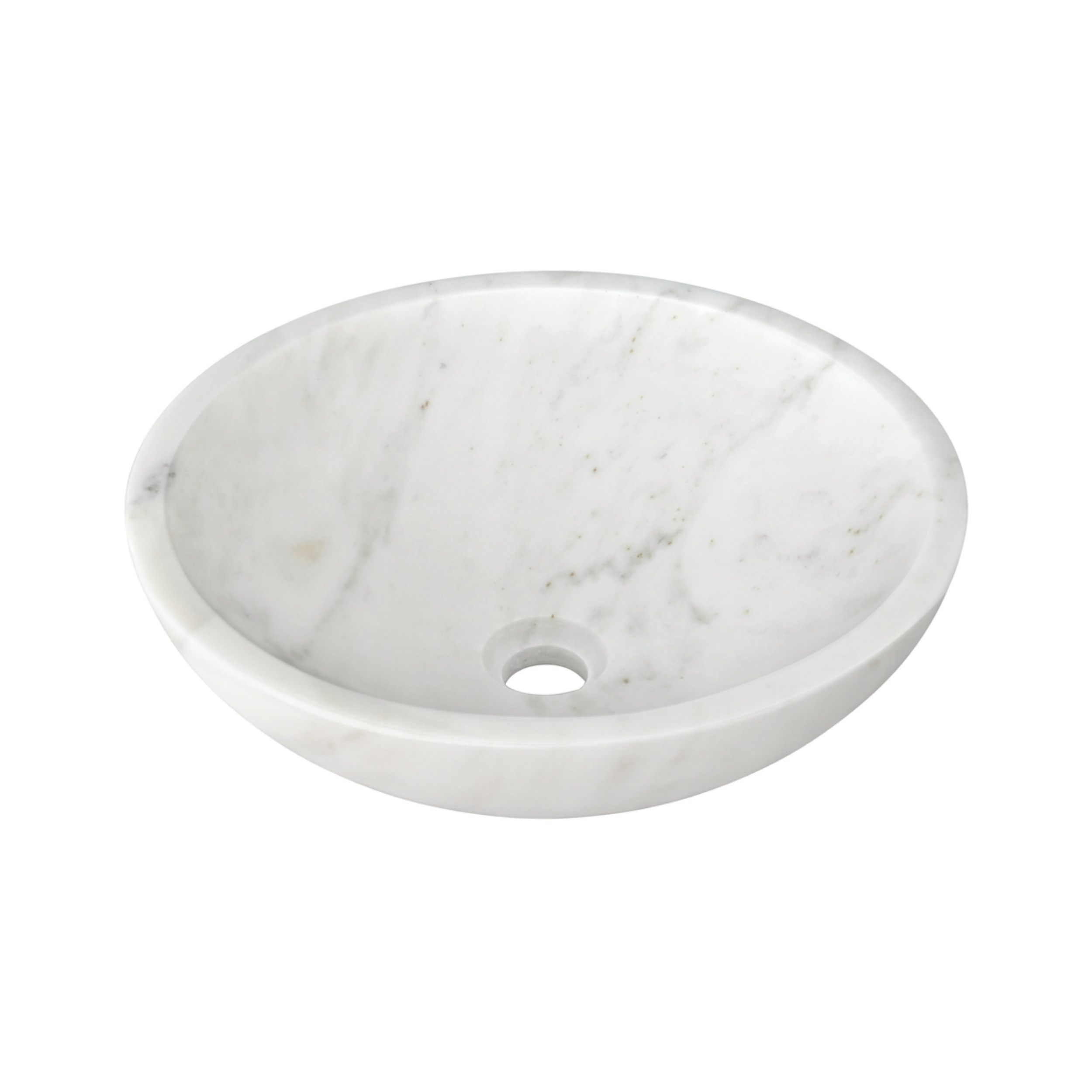 15.7" Polished Natural Marble Round Vessel Sink for Bathroom Countertops in Beige Gold/White Natural/Gray/Green