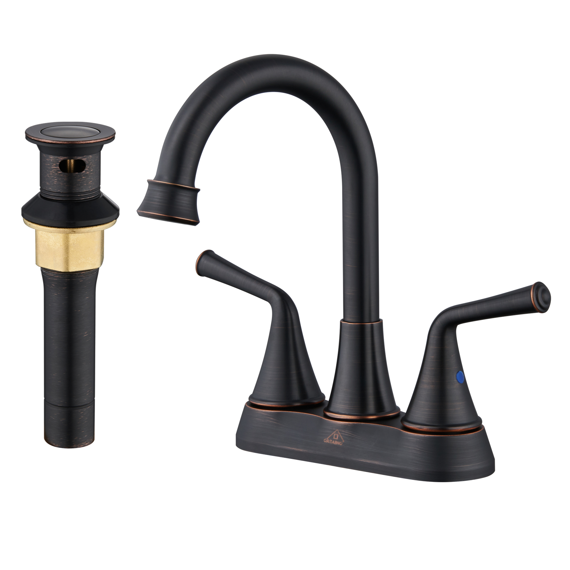 Casainc 4 Inch 2-Handle Centerset Bathroom Faucet for Bathroom Sink Vanity Faucet 360° Swivel Spout