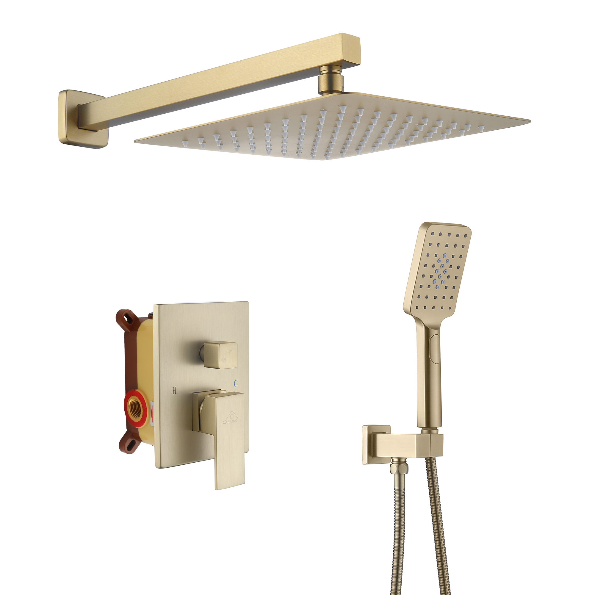 10" Brushed Gold Shower System Wall/Ceiling Mount Rain Shower System