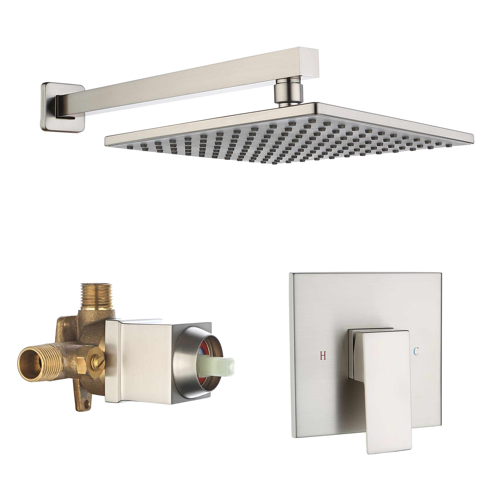 9" Wall Mount Rain Shower Head System Single Faucet (Valve Included)