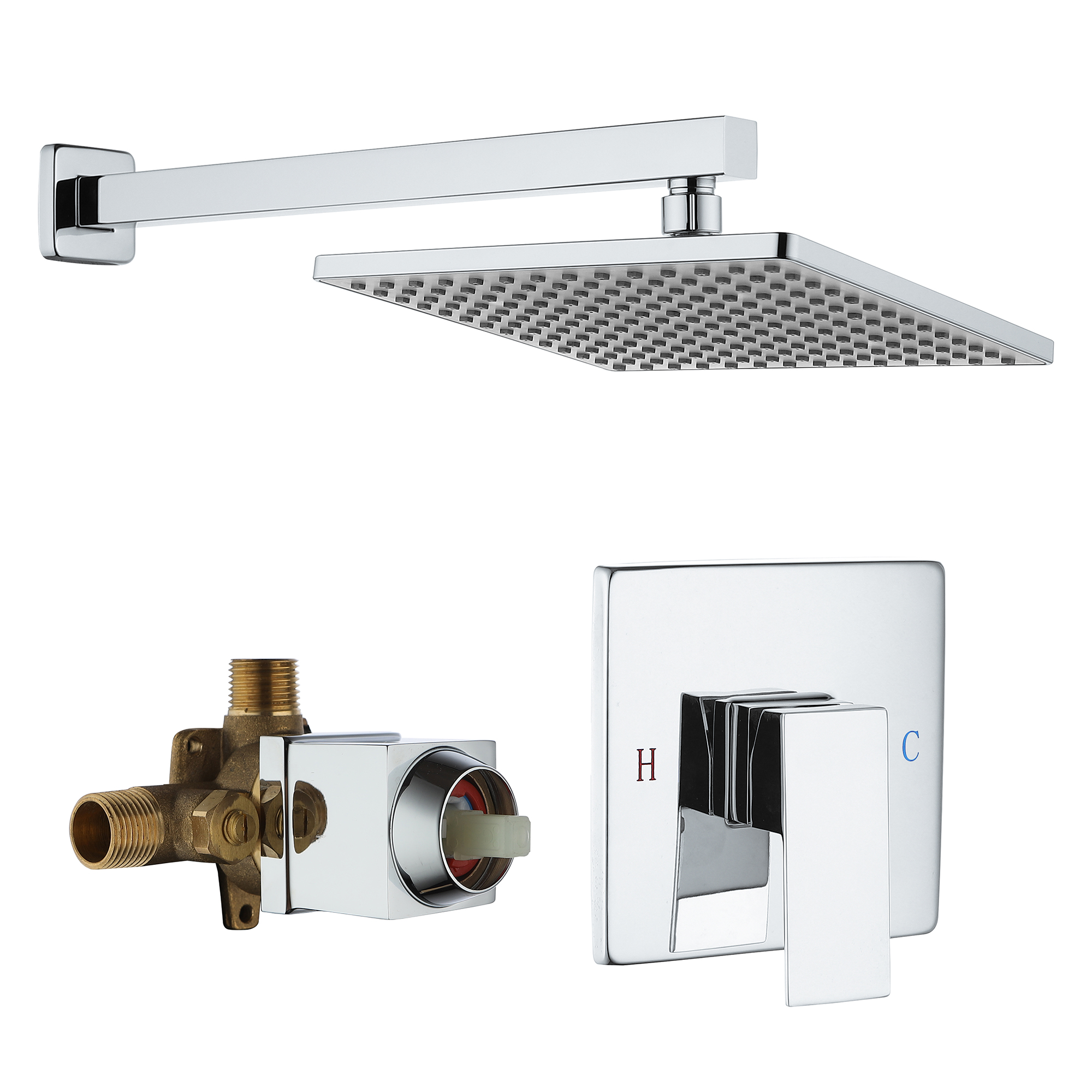 9" Wall Mount Rain Shower Head System Single Faucet (Valve Included)