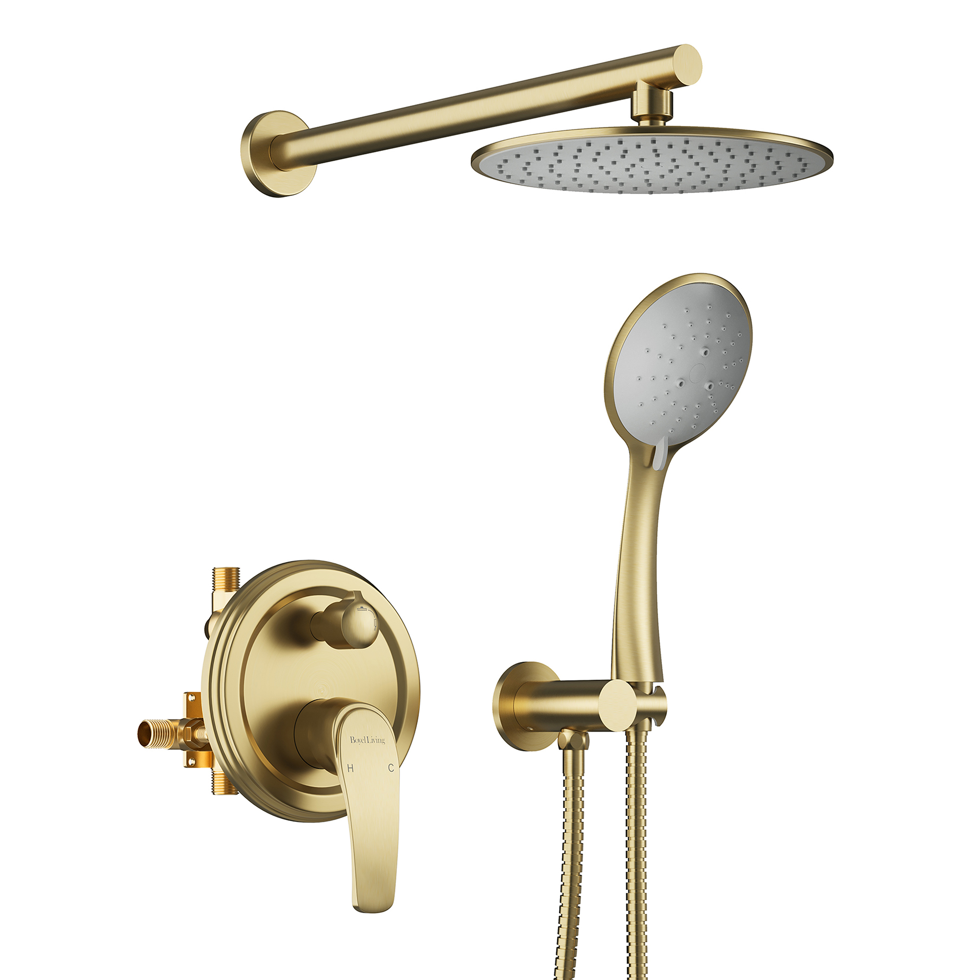 9/10/12" Wall Mounted Rain Shower System with 5-Spray Patterns (Valve Included)