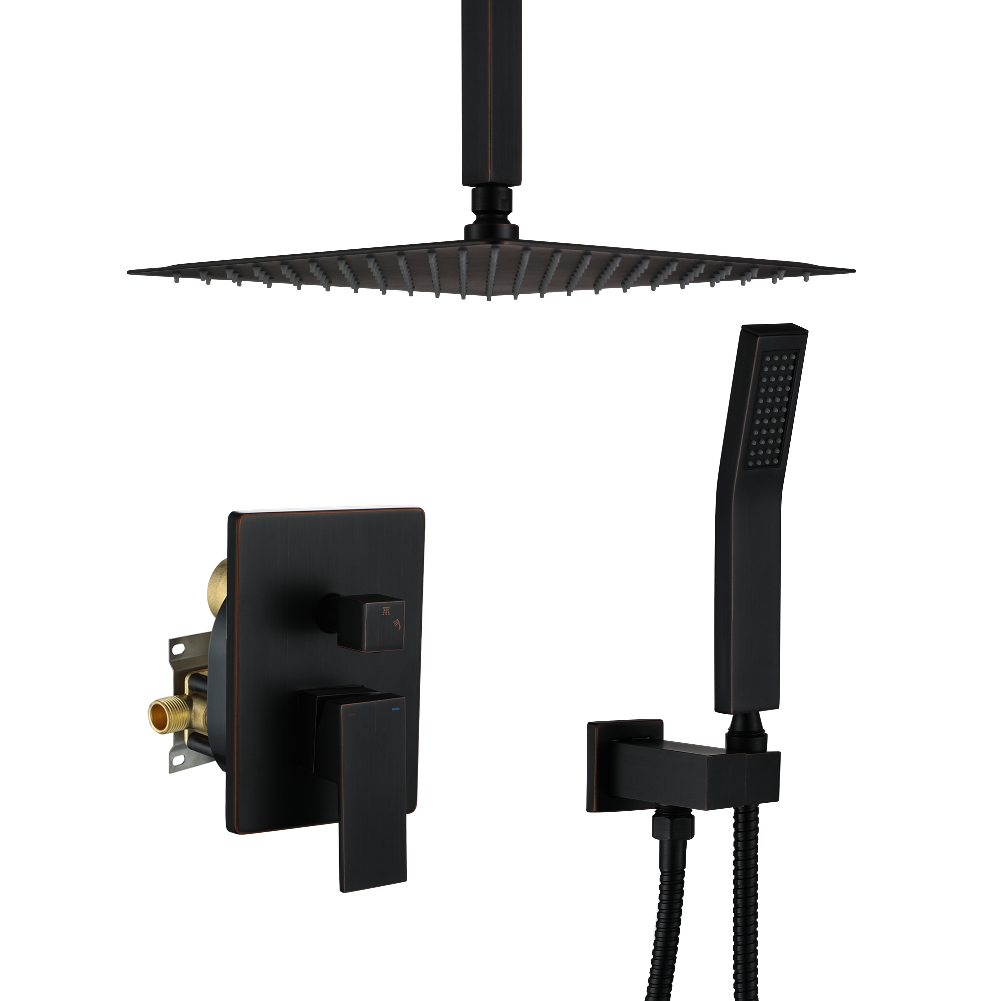 12" Ceiling-Mount Shower System with Handheld Shower in Oil Rubbed Bronze