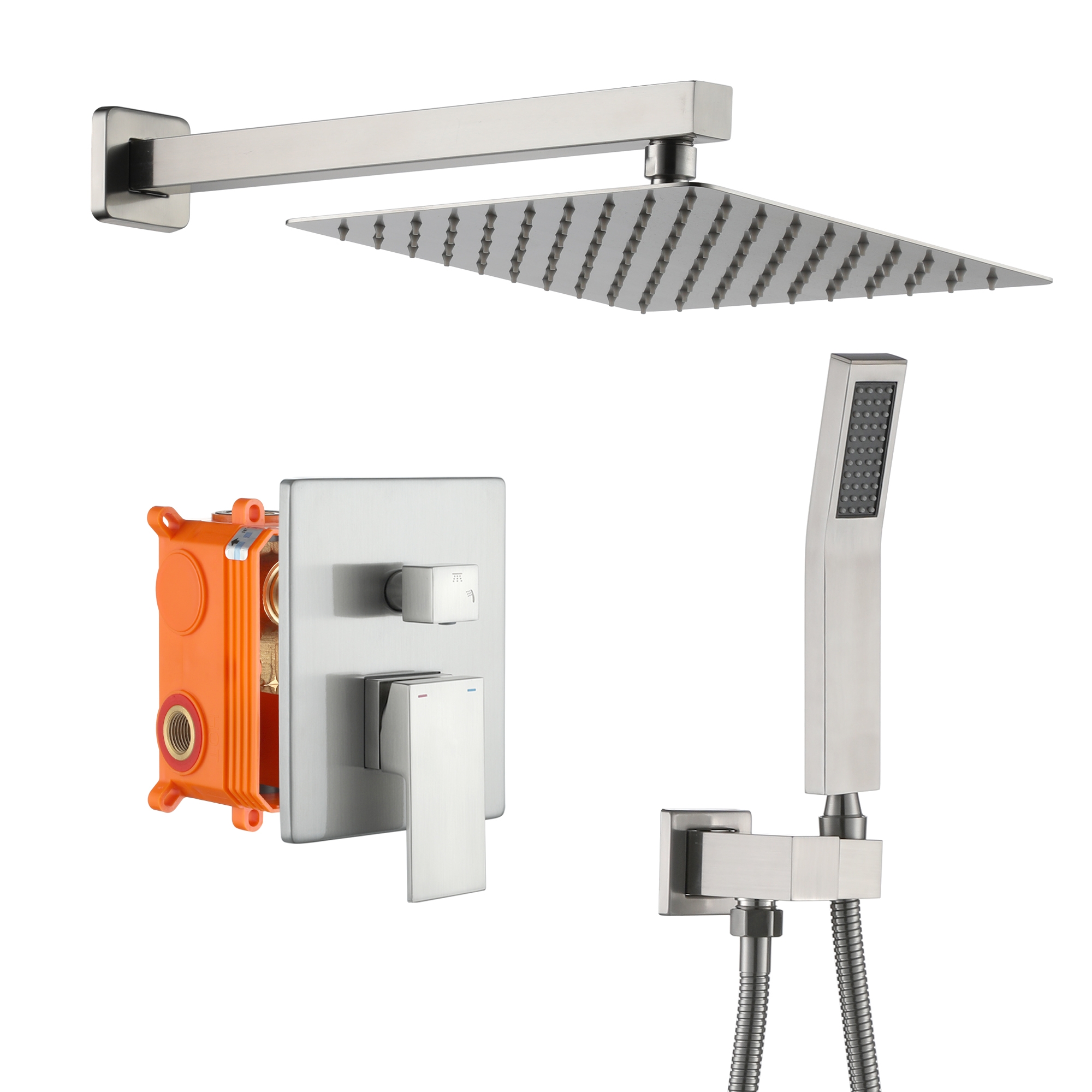 10-inch/12-inch Wall-Mounted Shower System with Hand Shower