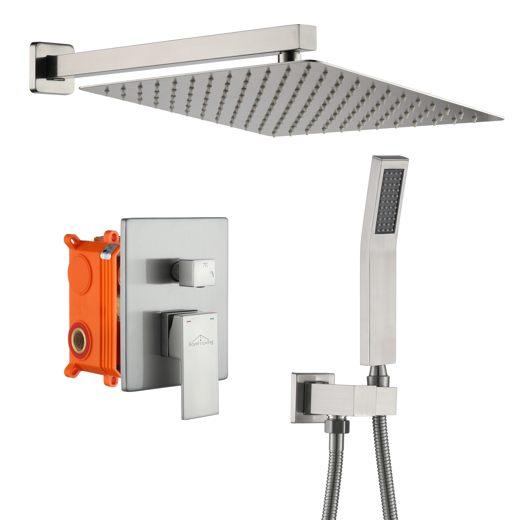 10-inch/12-inch Wall-Mounted Shower System with Hand Shower