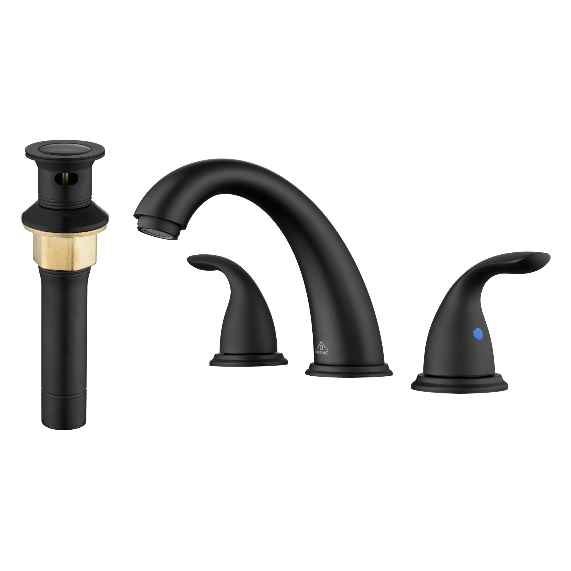 Casainc 4 Inch 2-Handle Bathroom Sink Faucet with Drain Assembly Matte Black/Brushed Nickel/Oil Rubbed Bronz/Brushed Gold 