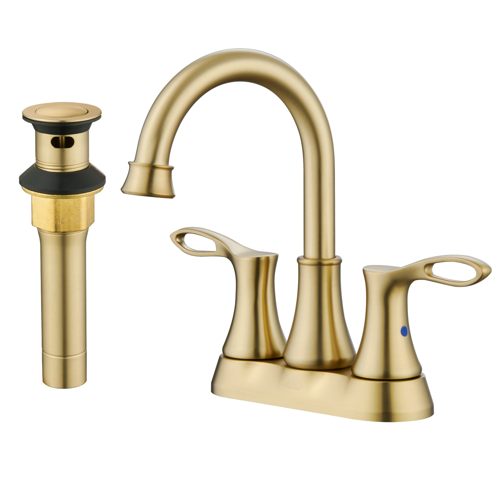 Casainc 4 Inch 2-Handle features Centerset Bathroom Sink Faucet 360° Swivel Spout Vanity Faucet gold tones