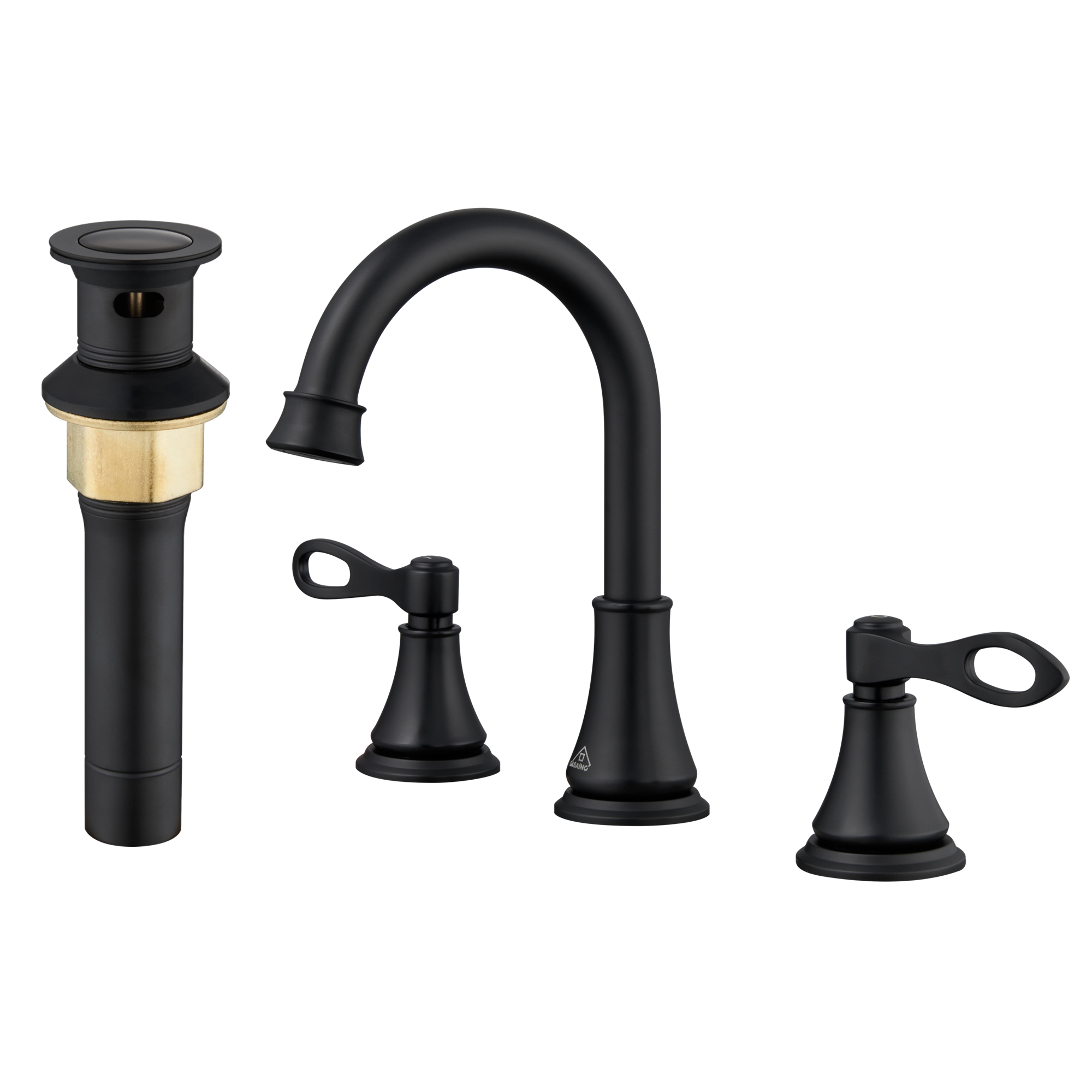 Casainc 8" Brass Bathroom Sink Faucet 3 Hole Gold Bathroom Faucet  2 Handle Gold Faucet for Bathroom Sink with Pop-up Drain Assembly Widespread Vanity Faucets