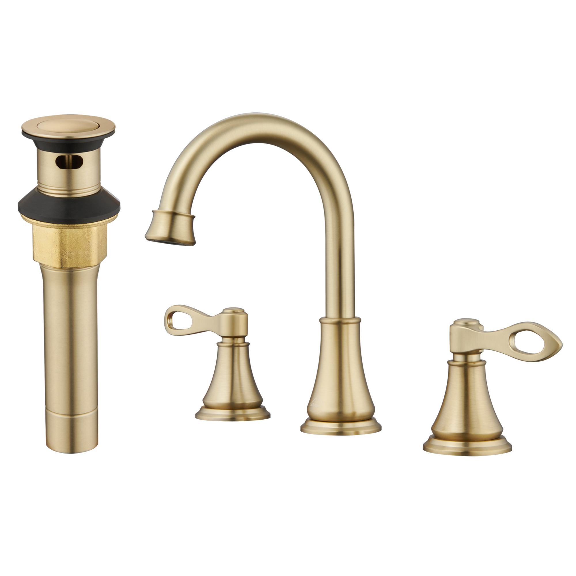 Casainc 8" Brass Bathroom Sink Faucet 3 Hole Gold Bathroom Faucet  2 Handle Gold Faucet for Bathroom Sink with Pop-up Drain Assembly Widespread Vanity Faucets