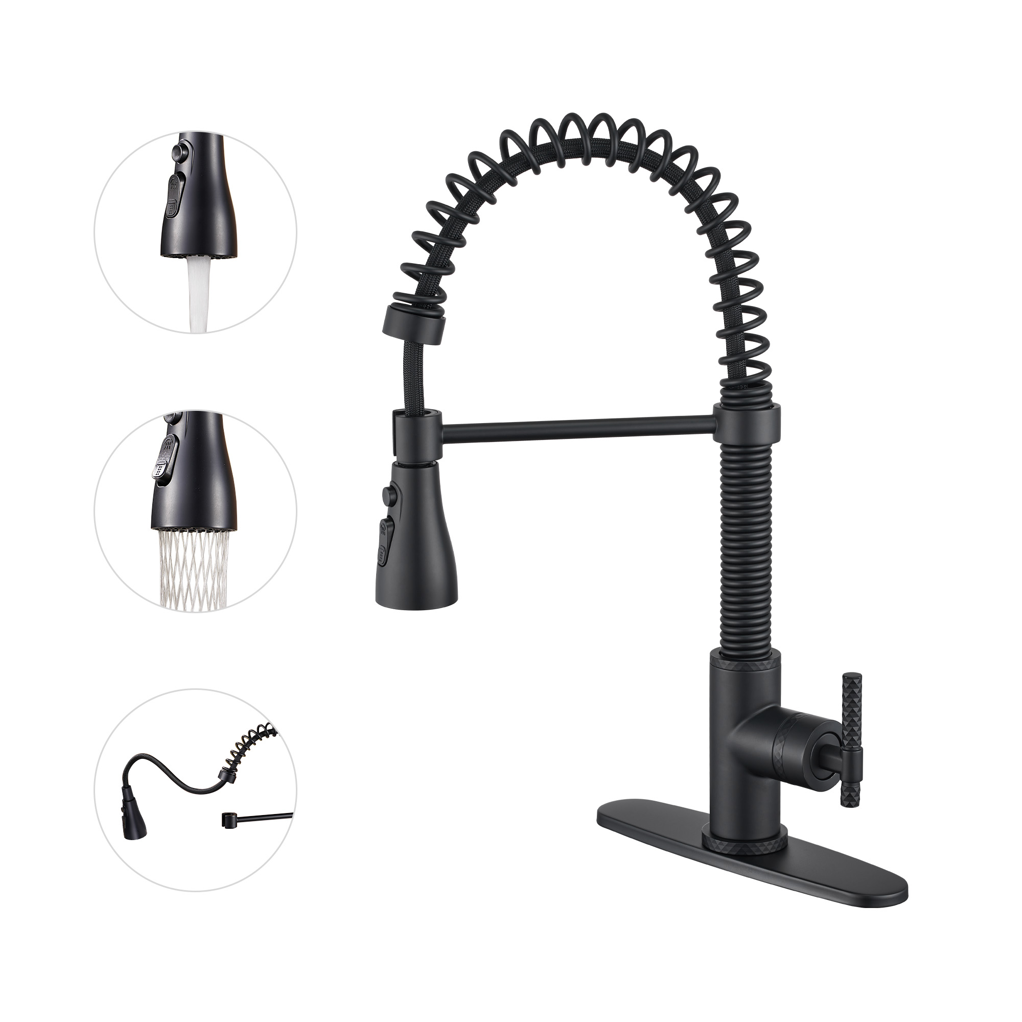  Pull-Down Sprayer Kitchen Faucet with 360° Swivel, Three Functions for Effortless Cooking and Cleaning