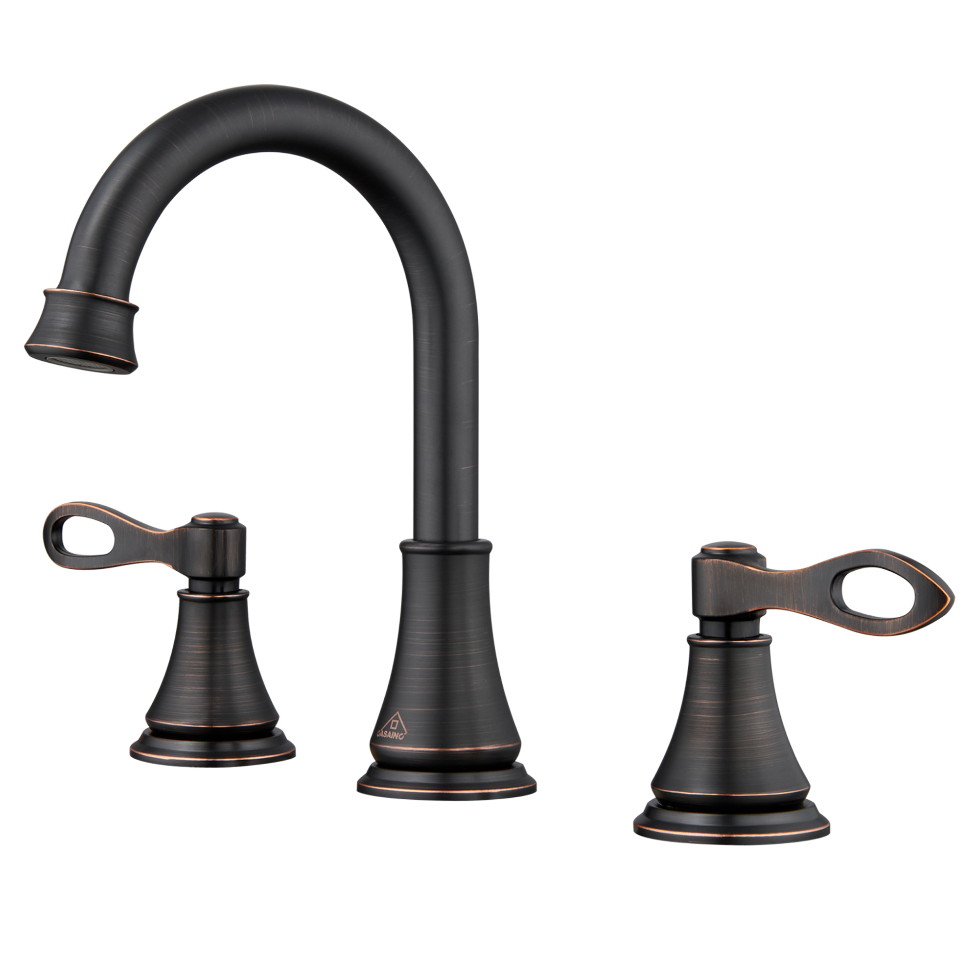 Casainc 8" Brass Bathroom Sink Faucet 3 Hole Gold Bathroom Faucet  2 Handle Gold Faucet for Bathroom Sink with Pop-up Drain Assembly Widespread Vanity Faucets