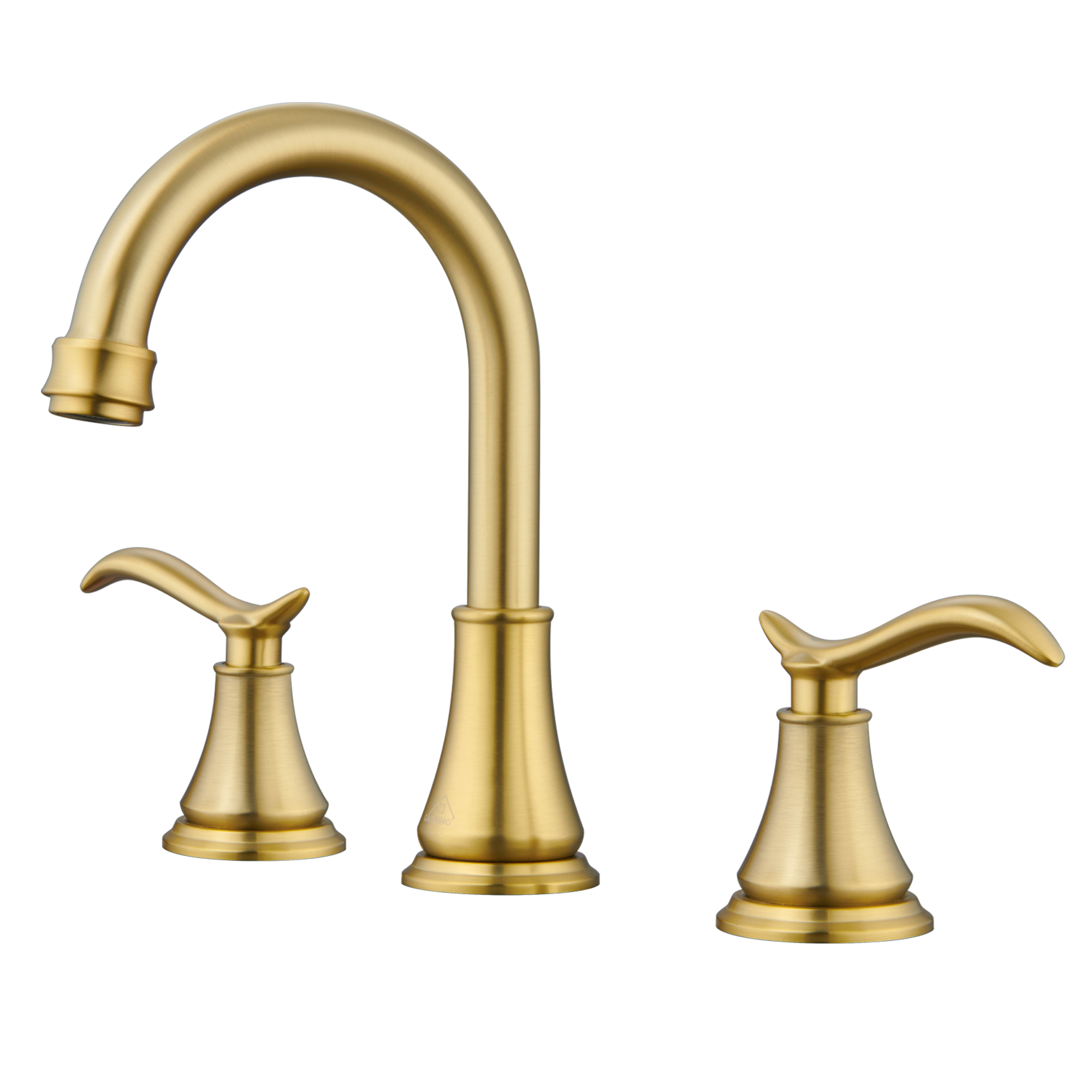 Casainc 8" Brass Bathroom Sink Faucet 2 Handle 3 Hole Gold Bathroom Faucet for Bathroom Sink with Pop-up Drain Assembly Widespread Vanity Faucets 360° Swivel Spout