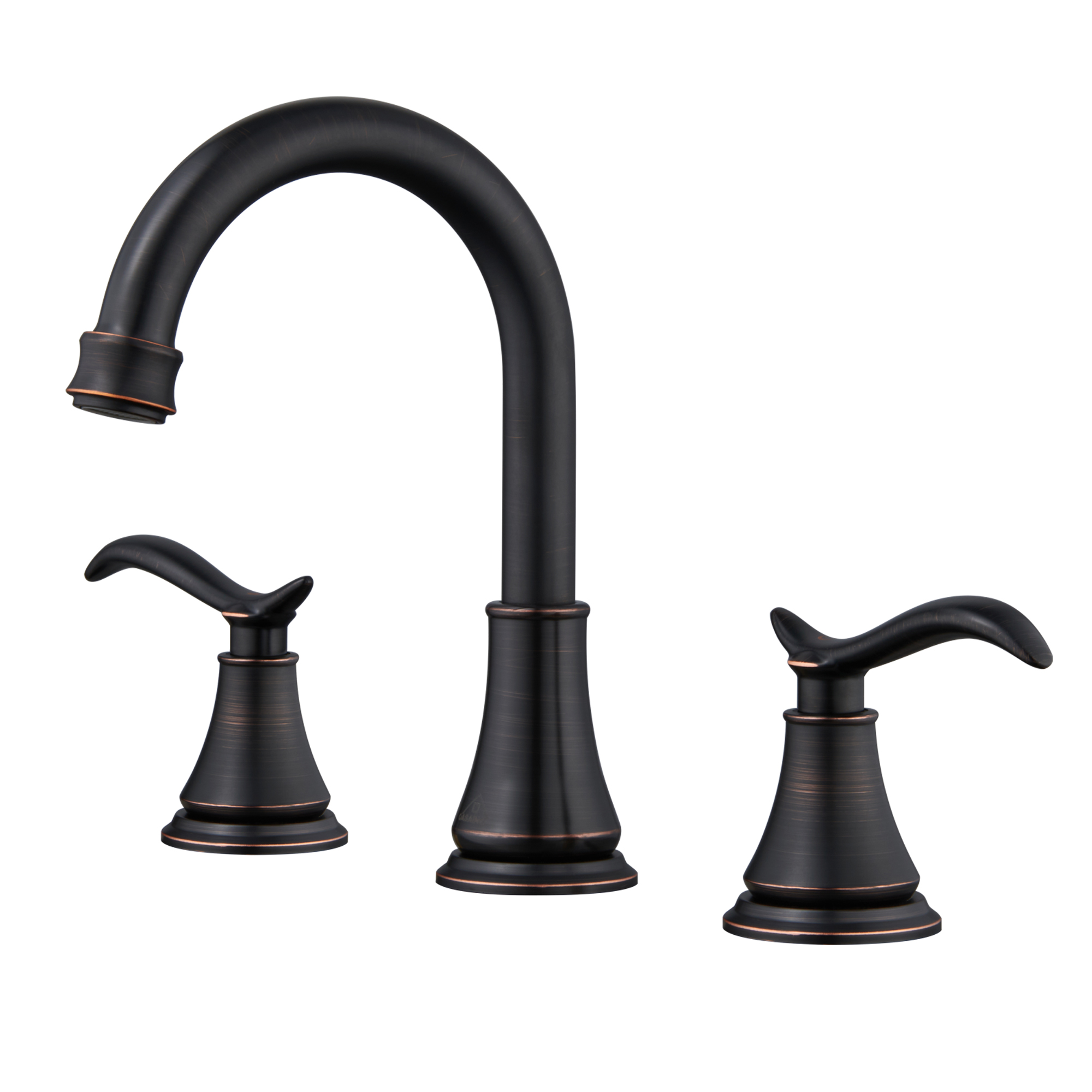 Casainc 8" Brass Bathroom Sink Faucet 2 Handle 3 Hole Gold Bathroom Faucet for Bathroom Sink with Pop-up Drain Assembly Widespread Vanity Faucets 360° Swivel Spout