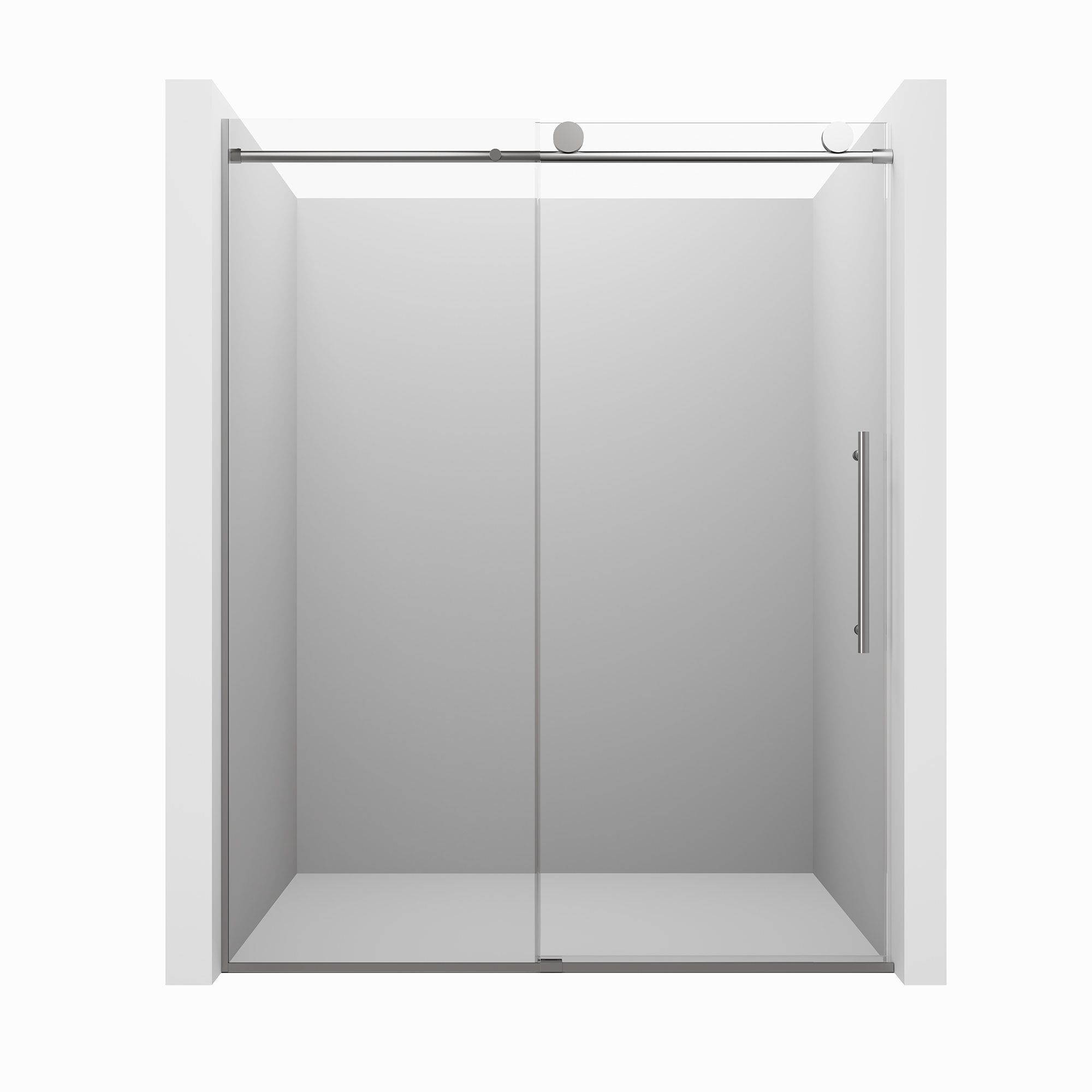 60"x76" Frameless Laminated Layer Glass Shower Door with Cushioned Single Slide Enclosure in Chrome/Brushed Gold