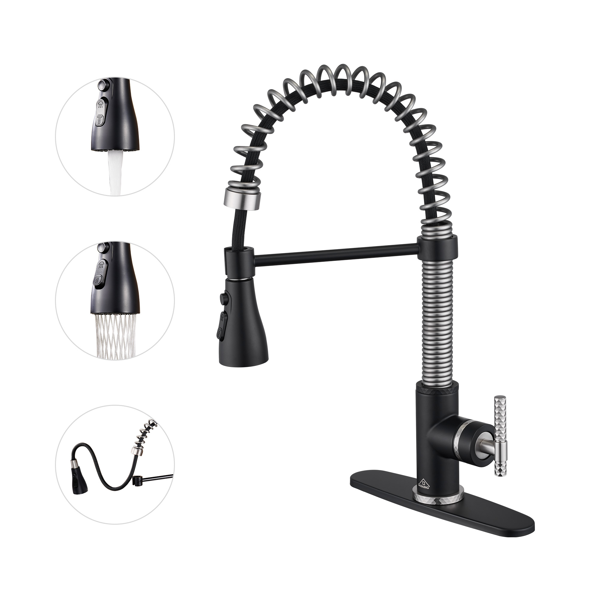  Pull-Down Sprayer Kitchen Faucet with 360° Swivel, Three Functions for Effortless Cooking and Cleaning