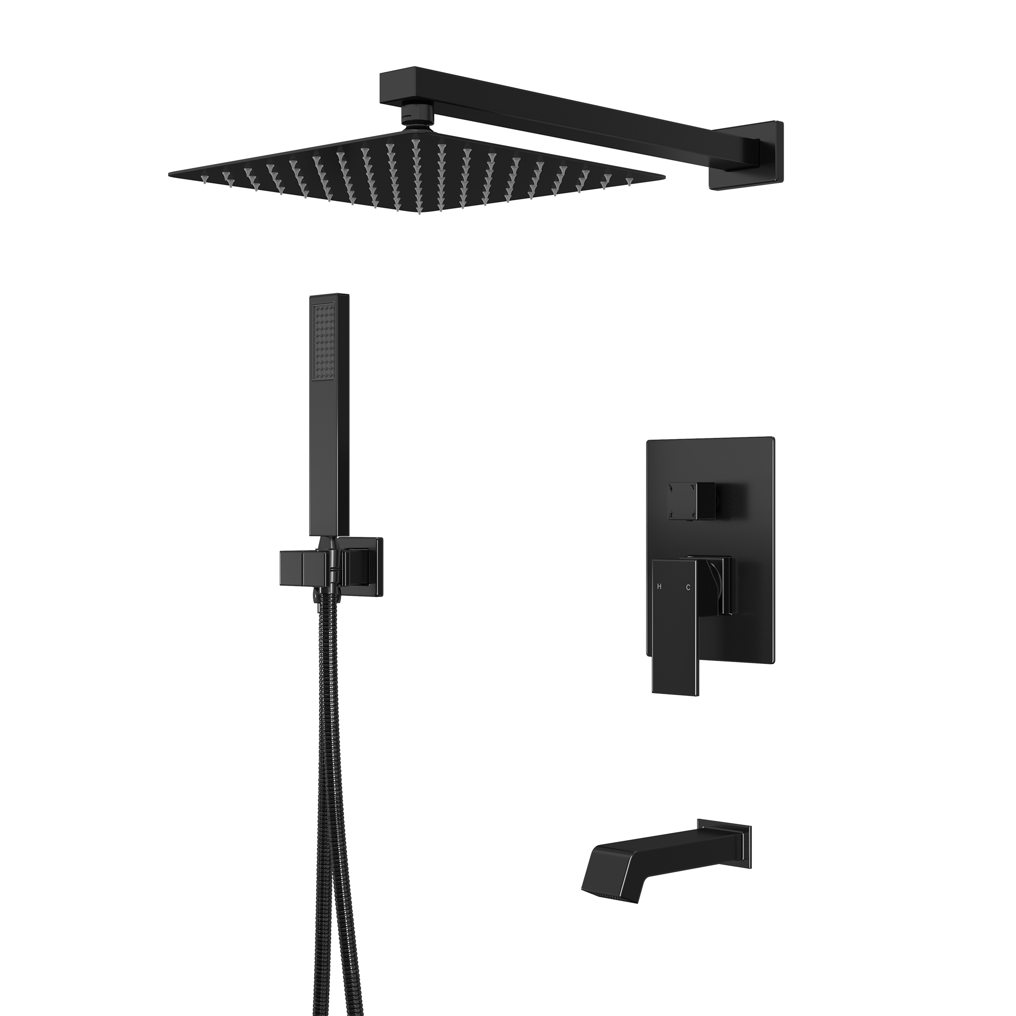 10" Three Function Pressure Balance Shower System with Valve Included