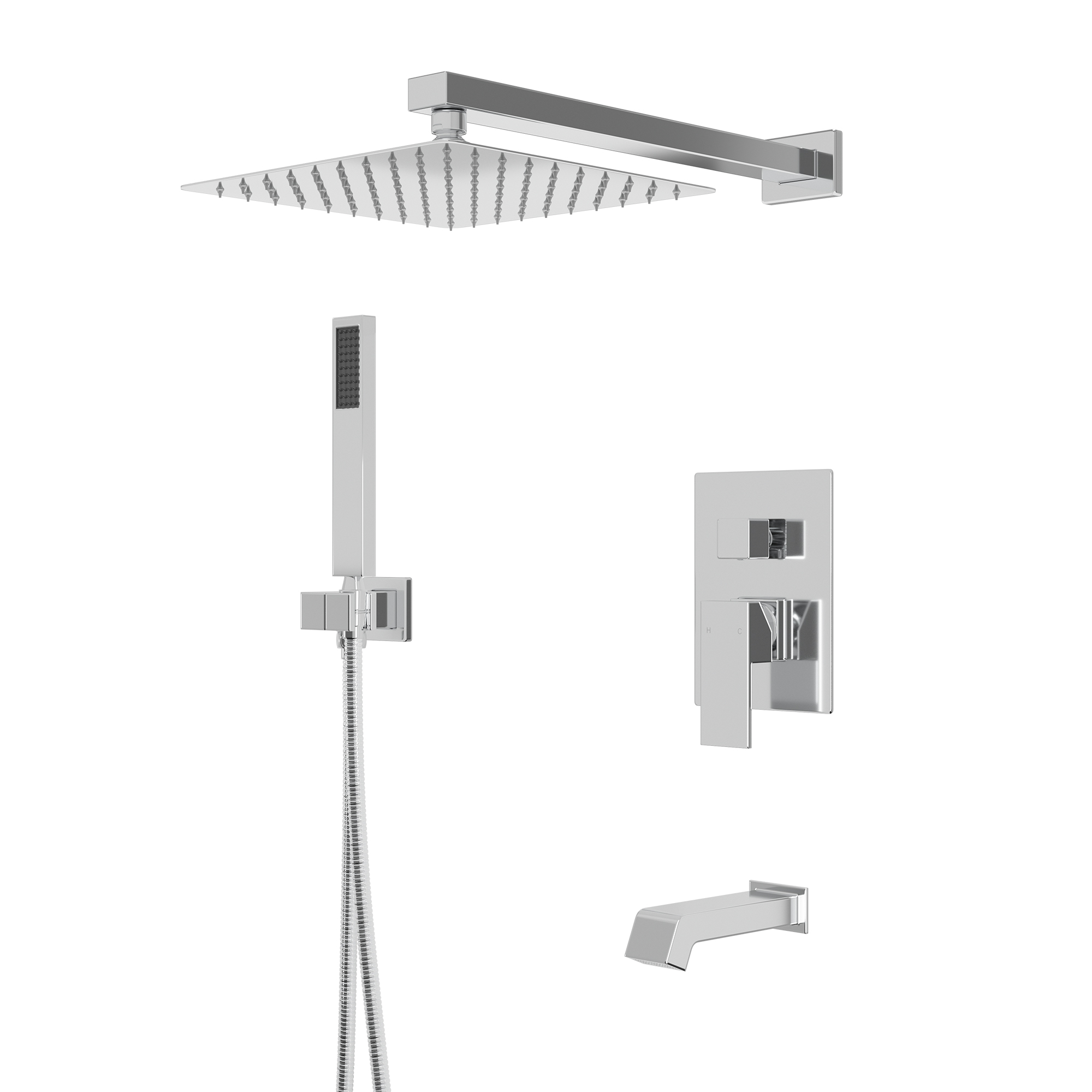 10" Three Function Pressure Balance Shower System with Valve Included