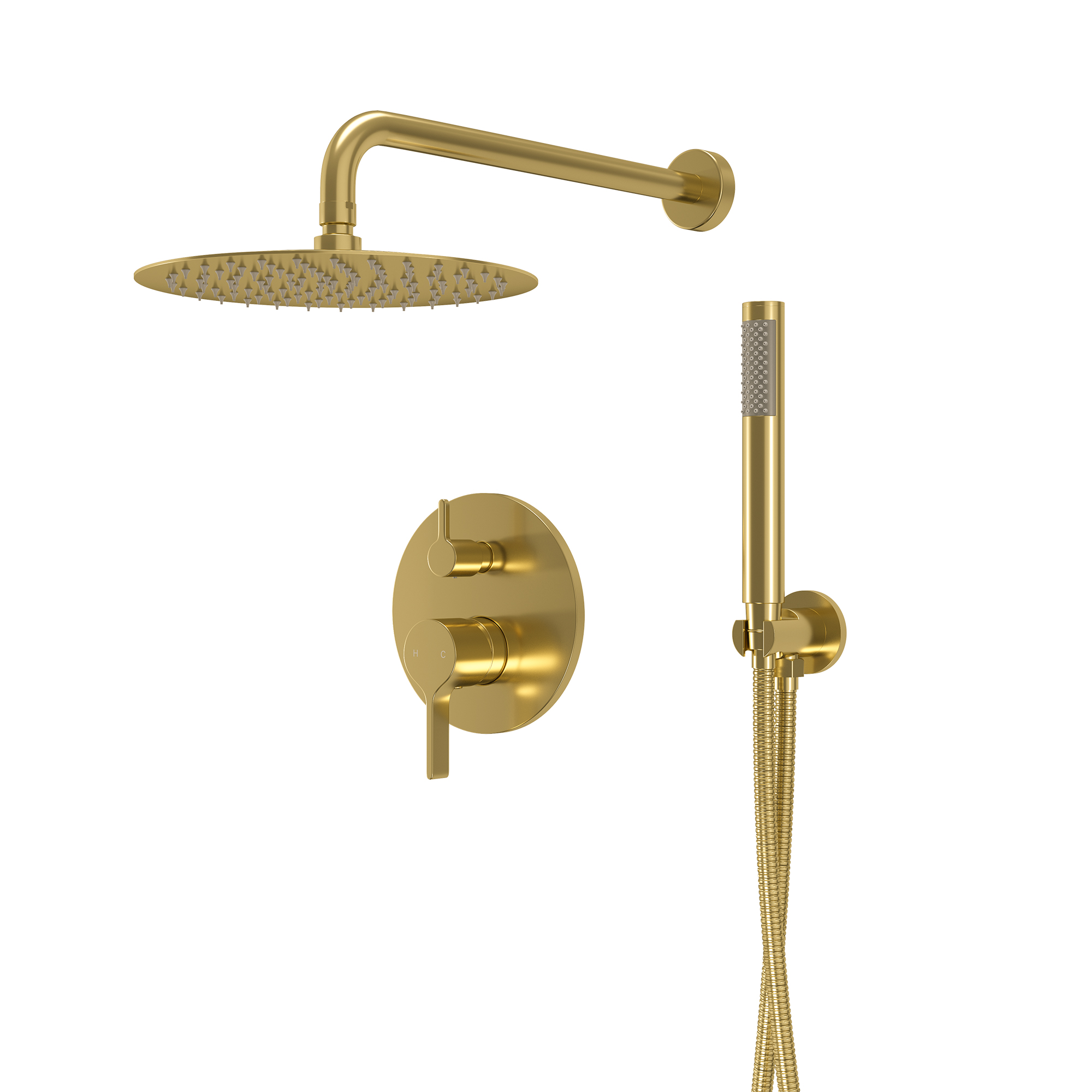 10" Round Shower System with Handheld Brass Showerhead